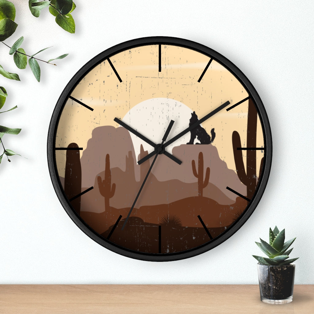 Wolf Mountain Sunrise Wall Clock - Silent Non-Ticking Battery Operated Round Clock for Living Room, Bedroom, Office & Home Decor