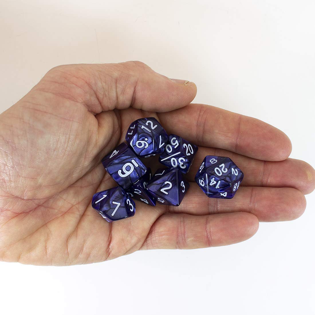 Blue Pearl RPG Dice Set - 7-Piece Polyhedral Dice for Dungeons & Dragons, Pathfinder & Tabletop Games - Perfect for Nightfall Campaigns & Fantasy Roleplaying