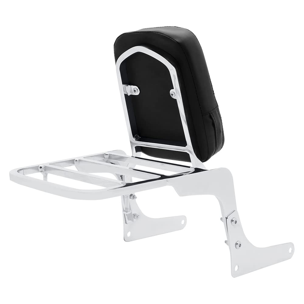 Motorcycle Passenger Backrest Sissy Bar with Luggage Rack & Comfort Pad - Fits Honda Rebel 250 CMX250 CMX250C CA250 - Silver | Enhanced Riding Comfort for Long Trips & Touring