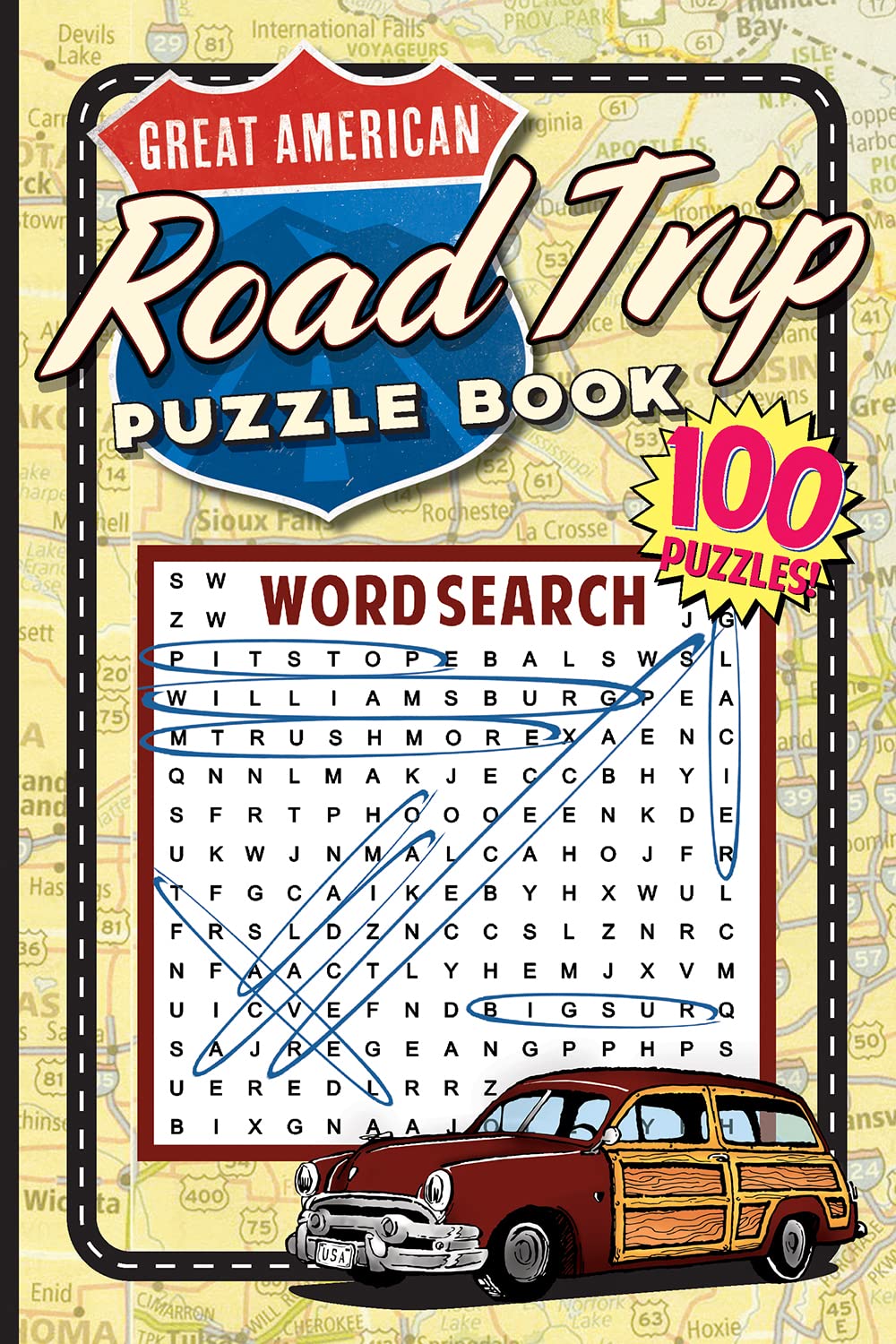 Great American Road Trip Puzzle Book - Fun Travel Activity for Kids & Adults | Grab A Pencil Press | Perfect for Car Rides & Family Vacations