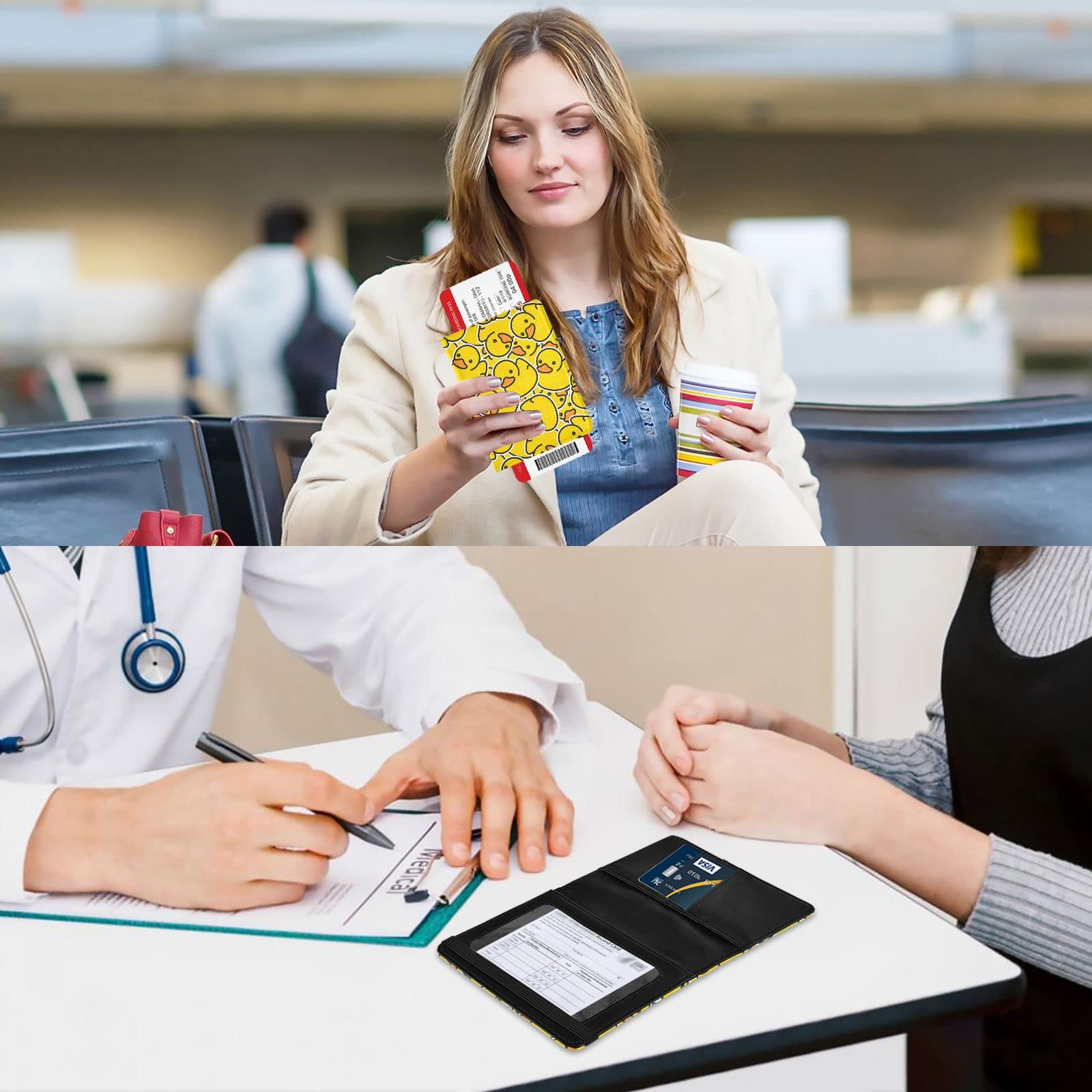 Personalized Yellow Duck RFID Vaccination Passport Holder - Waterproof Travel Vaccine Card Case Protector for Women & Men | Perfect for Airports, Cruises & International Travel