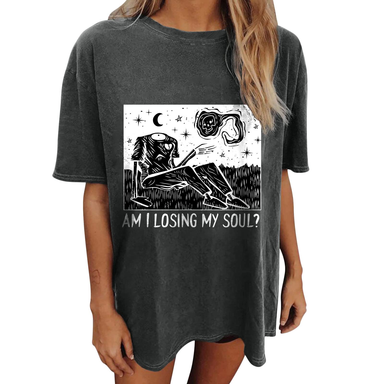 Vintage Western Shirts for Women - Skull Print Summer Tops for Casual Wear