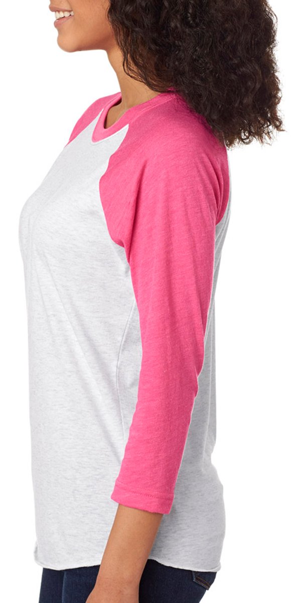 Next Level Unisex 3-Quarter Sleeve T-Shirt | Purple Rush/Heather White | 2XL | Casual Wear, Gym & Everyday Outfits