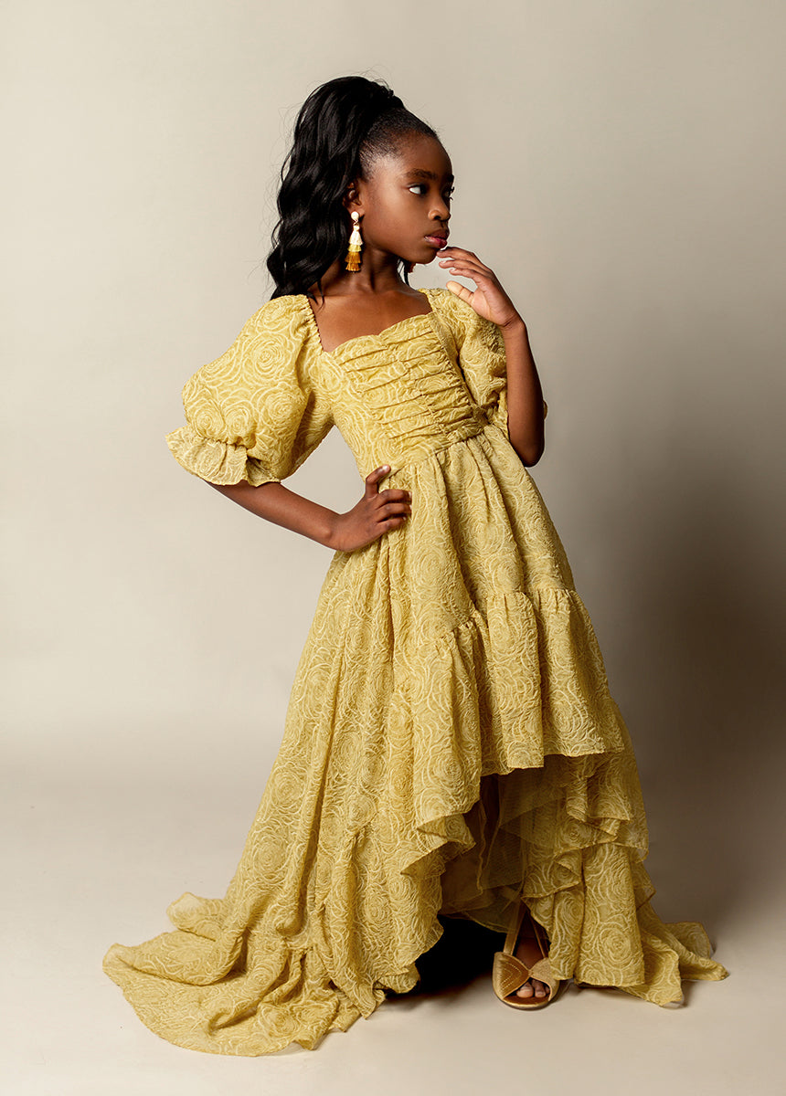 Shwaney Women's Floral Print Impact Dress in Citron Yellow - Perfect for Summer Parties, Weddings & Casual Outings