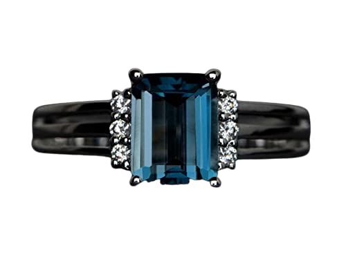 BeBold 2.8 Carat Emerald & London Blue Topaz Engagement Ring for Women - Split Shank White Gold Plated Wedding Band, Anniversary Gift for Her, Perfect for Proposals & Special Occasions