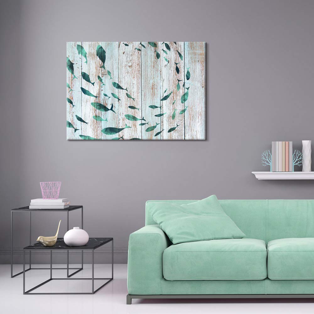 Abstract Fish Canvas Wall Art - Coastal Decor for Bedroom & Office