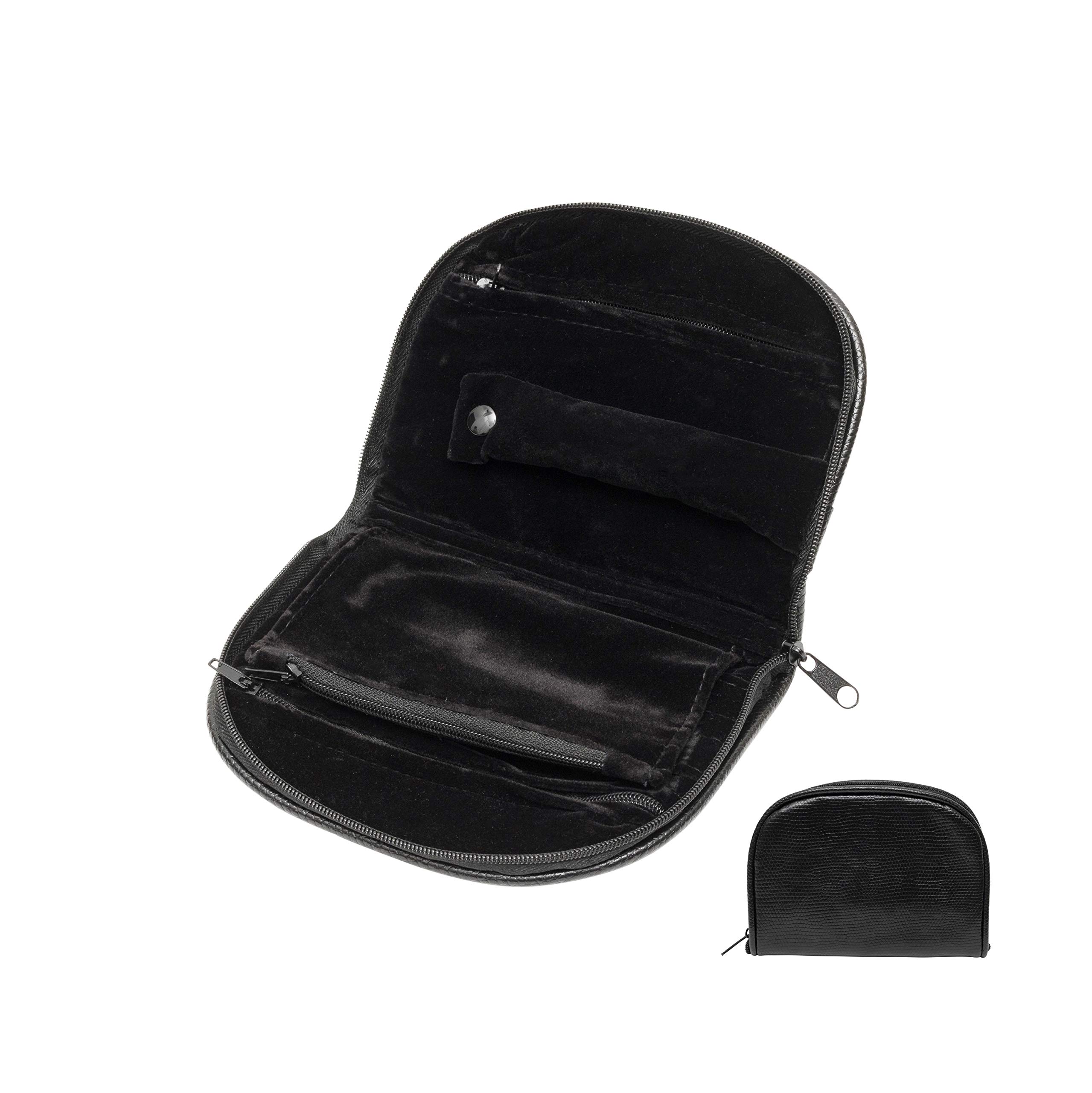 Elegant Vegan Leather Jewelry Travel Organizer - Compact Zipper Closure Case for Necklaces, Rings, Bracelets & Watches - Minimalist Carry-On Friendly Design (4