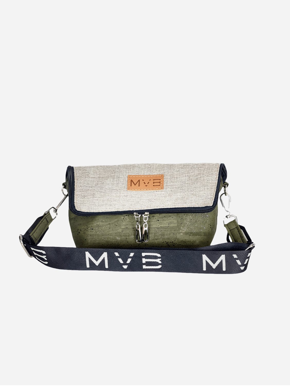 Vegan Crossbody Flop Bag - Summer Canvas & Cork Handbag | Soft Earth Tones | Perfect for Beach, Travel & Casual Outings