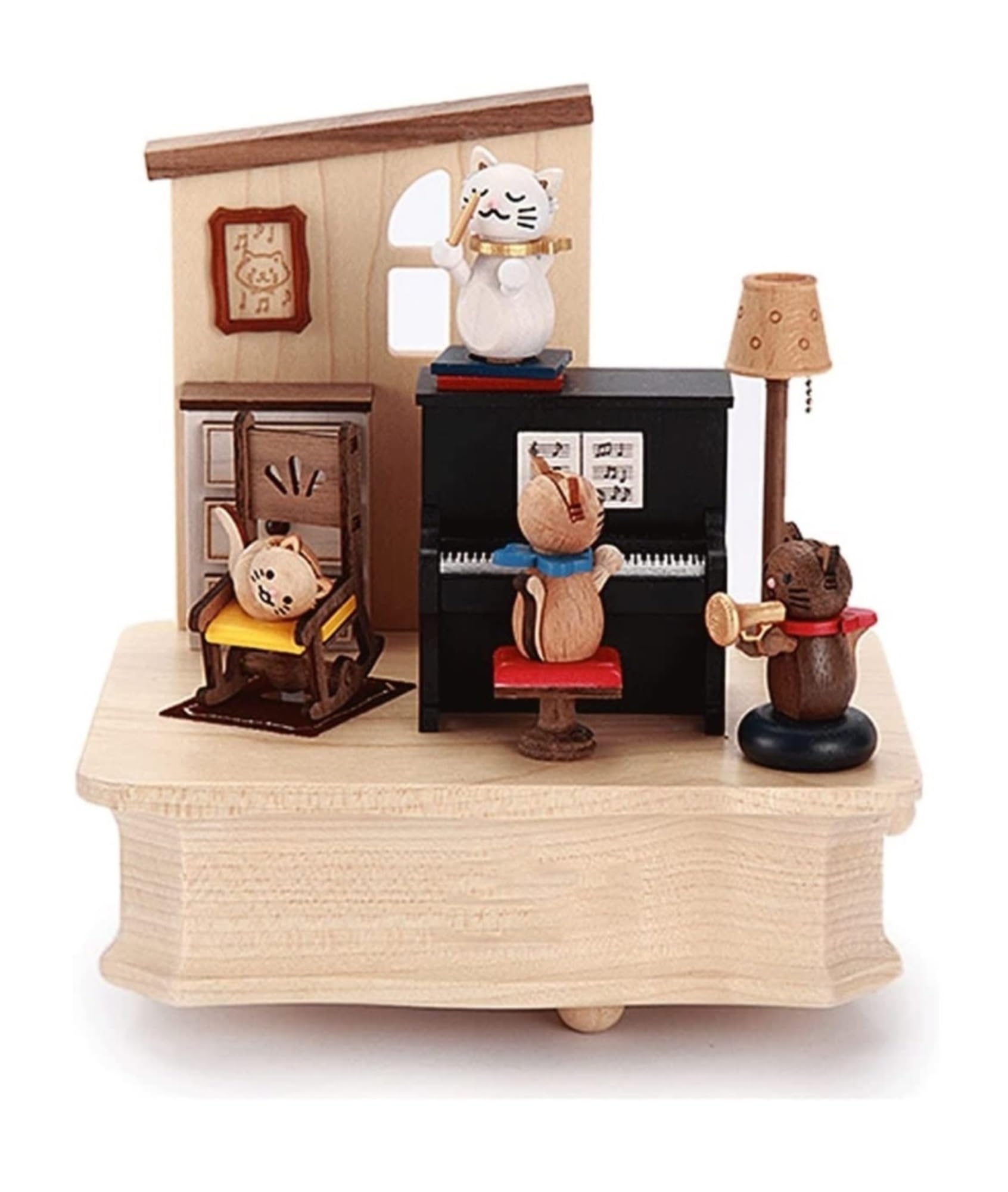 Cat Music Box - Handcrafted Piano Music Box Gift for Girls, Boys & Kids | Perfect Birthday Present with 4 Cats Conducting | Ideal for Bedroom Decor, Nursery, and Special Occasions