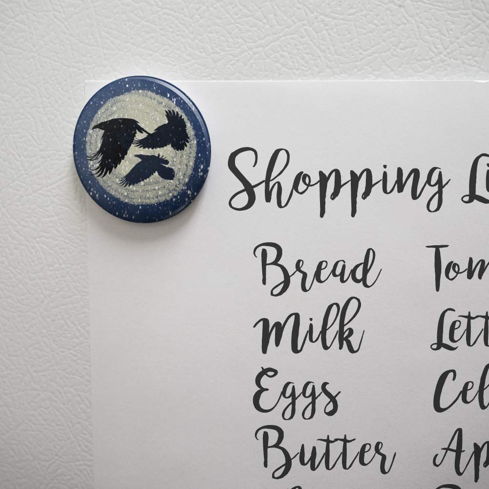 Ravens in Snow Fridge Magnet - Decorative Kitchen Refrigerator Locker Button - Perfect for Gothic Home Decor, Winter Themed Kitchens & Office Accessories