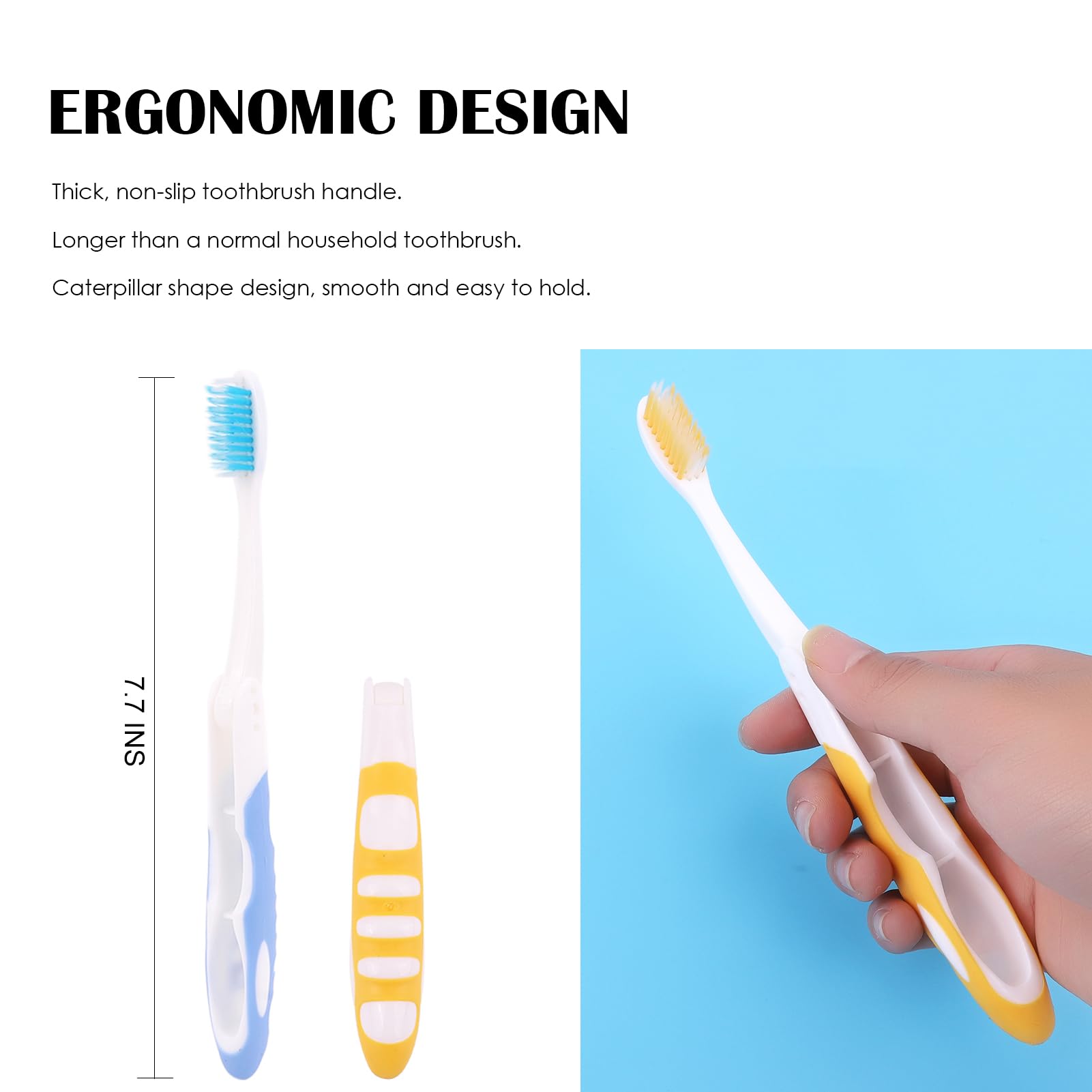 EasyHonor Bulk Travel Toothbrushes - 12 Pack Foldable Portable Toothbrushes with Case, Soft Bristles for Sensitive Teeth | Individually Wrapped for Hygiene | Perfect for Travel, Camping, School & Home Use