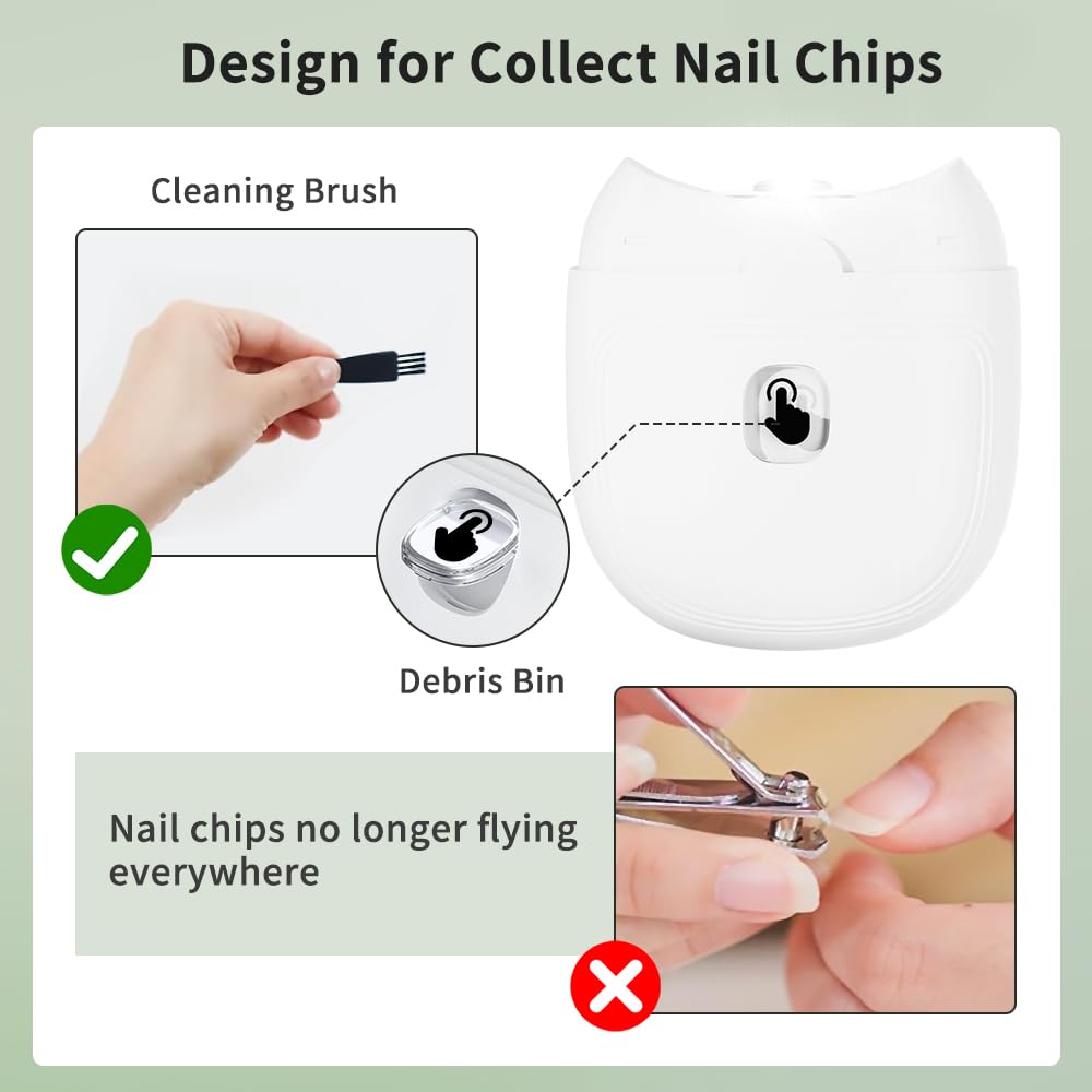 Rechargeable Electric Nail Clipper for Adults & Kids - 2-Speed Automatic Nail Trimmer with LED Light for Men, Women, Seniors & Babies | Perfect for Home, Travel & Gentle Toe/Finger Nail Care
