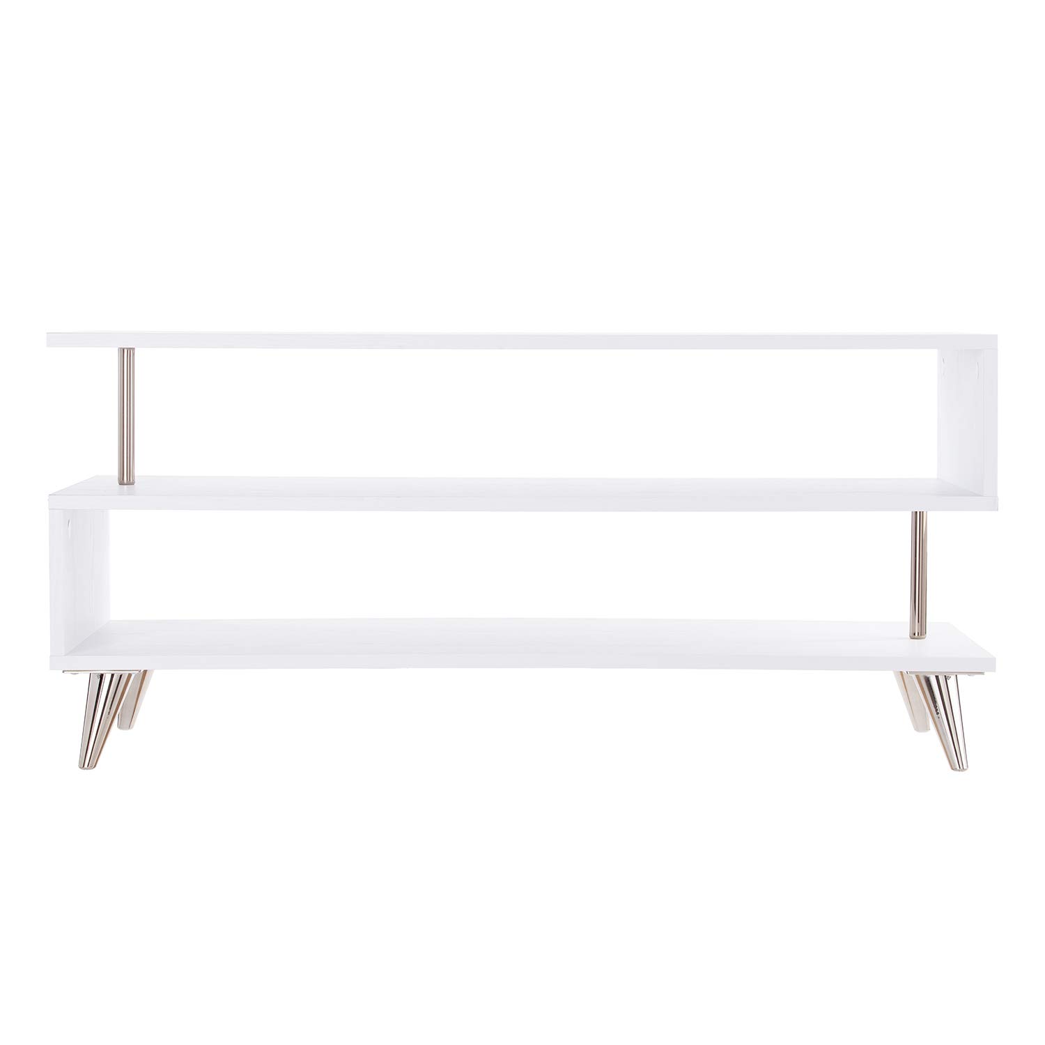 SEI Furniture Low Profile TV Stand for Flat Screen TVs - Modern White Entertainment Center for Living Room, Bedroom & Home Theater