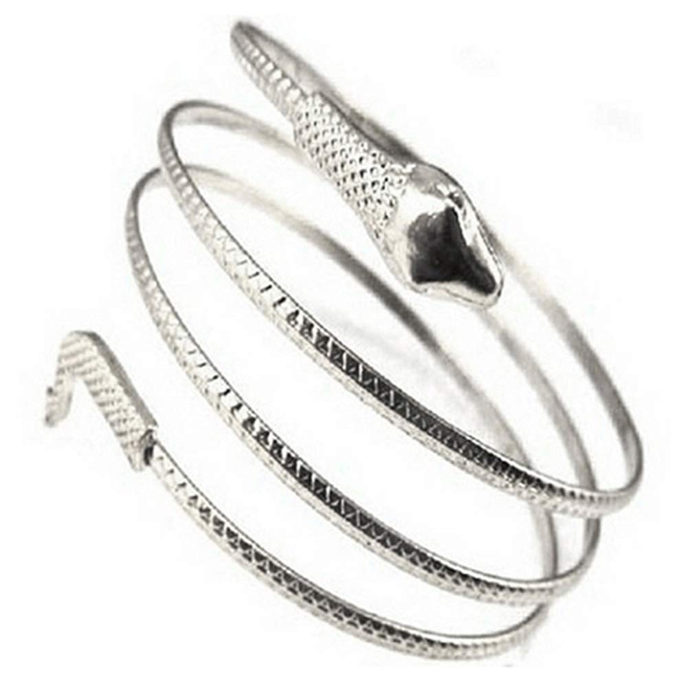 Punk Coiled Snake Spiral Cuff Bangle Bracelet for Women - Gothic Arm Jewelry Gift for Halloween, Cosplay & Alternative Fashion