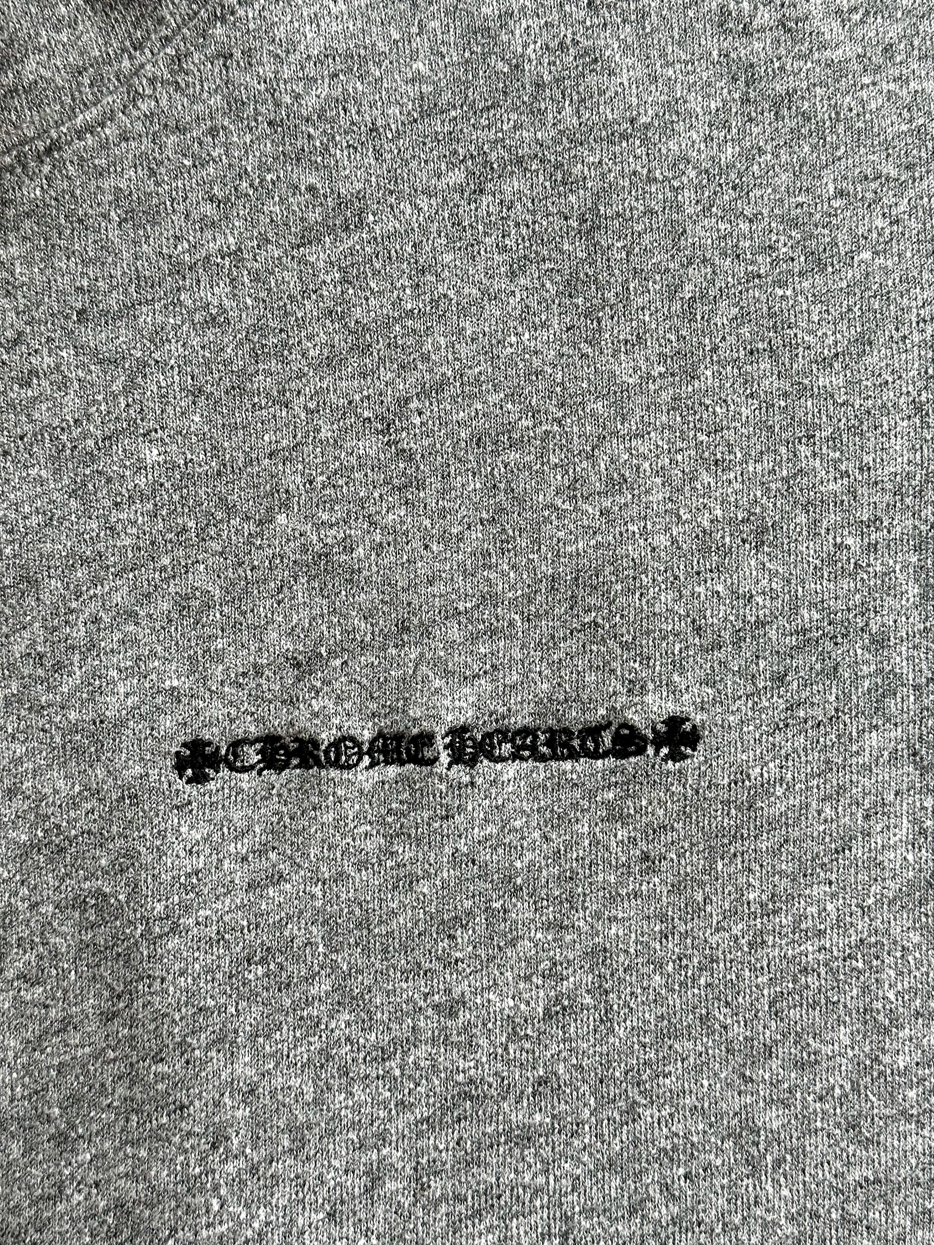 Chrome Hearts Grey & Black Cross Patch Hoodie for Men & Women - Gothic Streetwear Fashion for Casual Wear & Layering