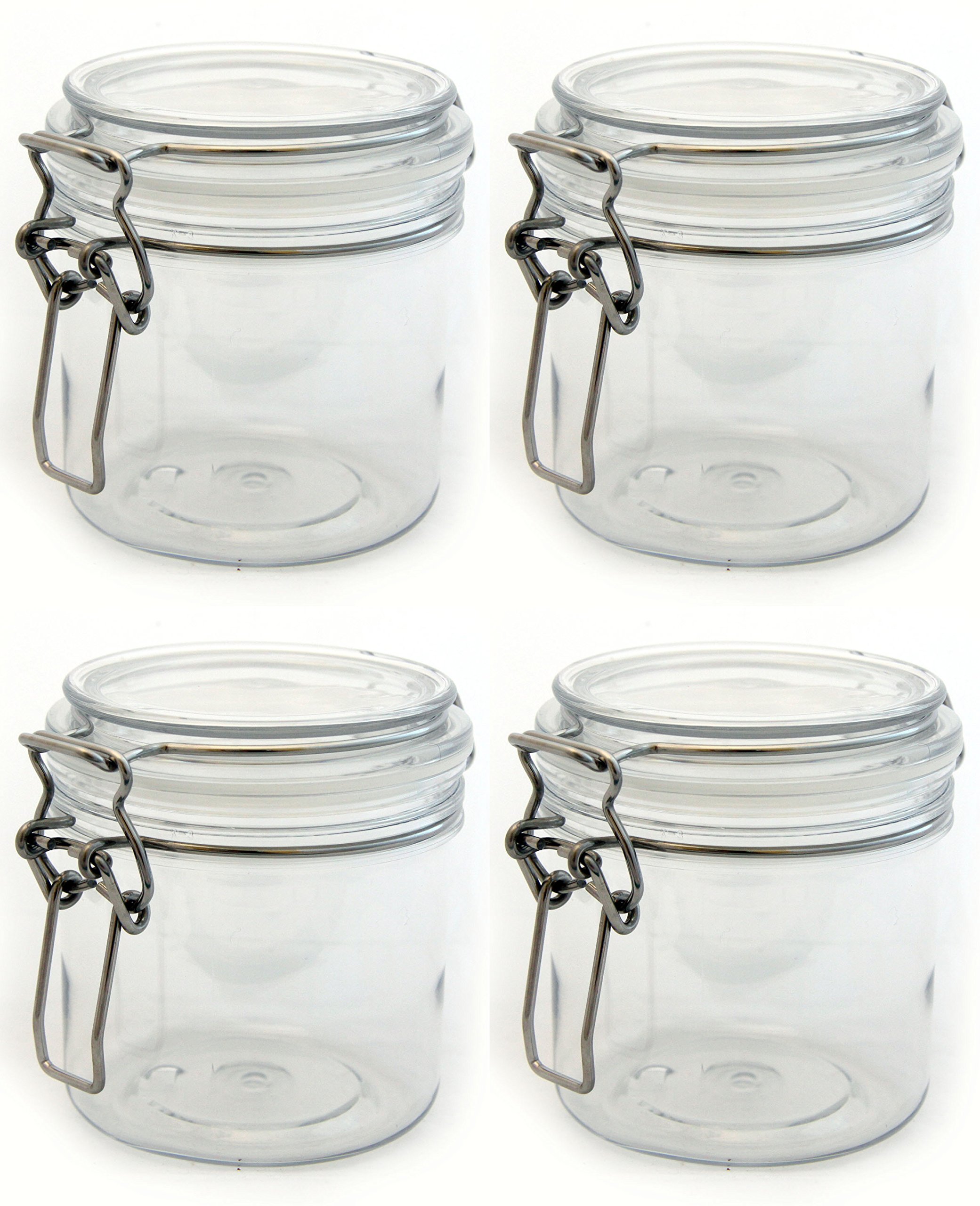 **400ml (12 Oz) Clear Acrylic Storage Jars with Locking Mason Lids – Airtight PET Plastic Kilner-Style Canisters for Kitchen, Pantry & Crafts (Pack of 4) – Perfect for Spices, Coffee, Tea & DIY Organizing**