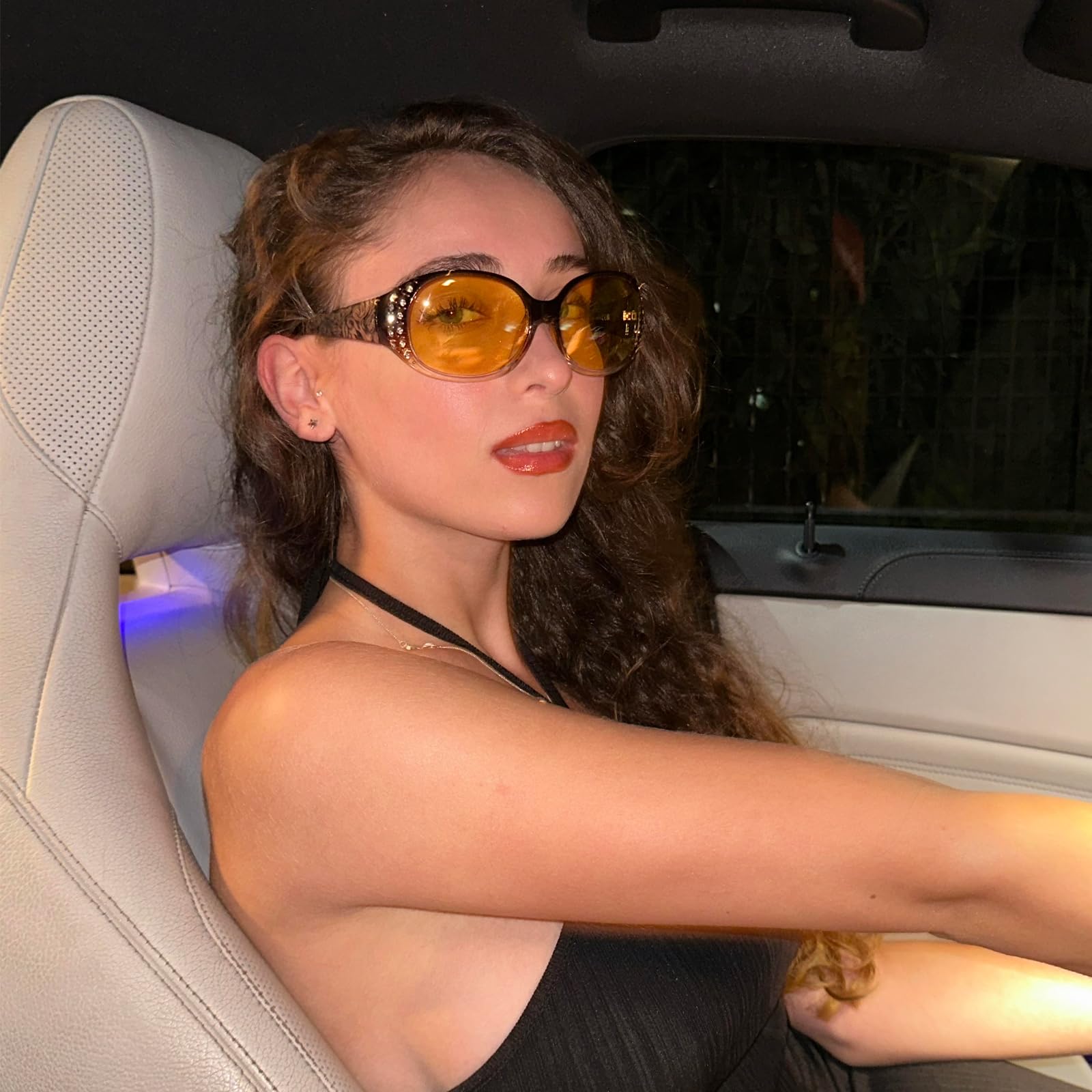 Women's Polarized Night Driving Glasses - Anti Glare Yellow Lenses for Safe Night Vision