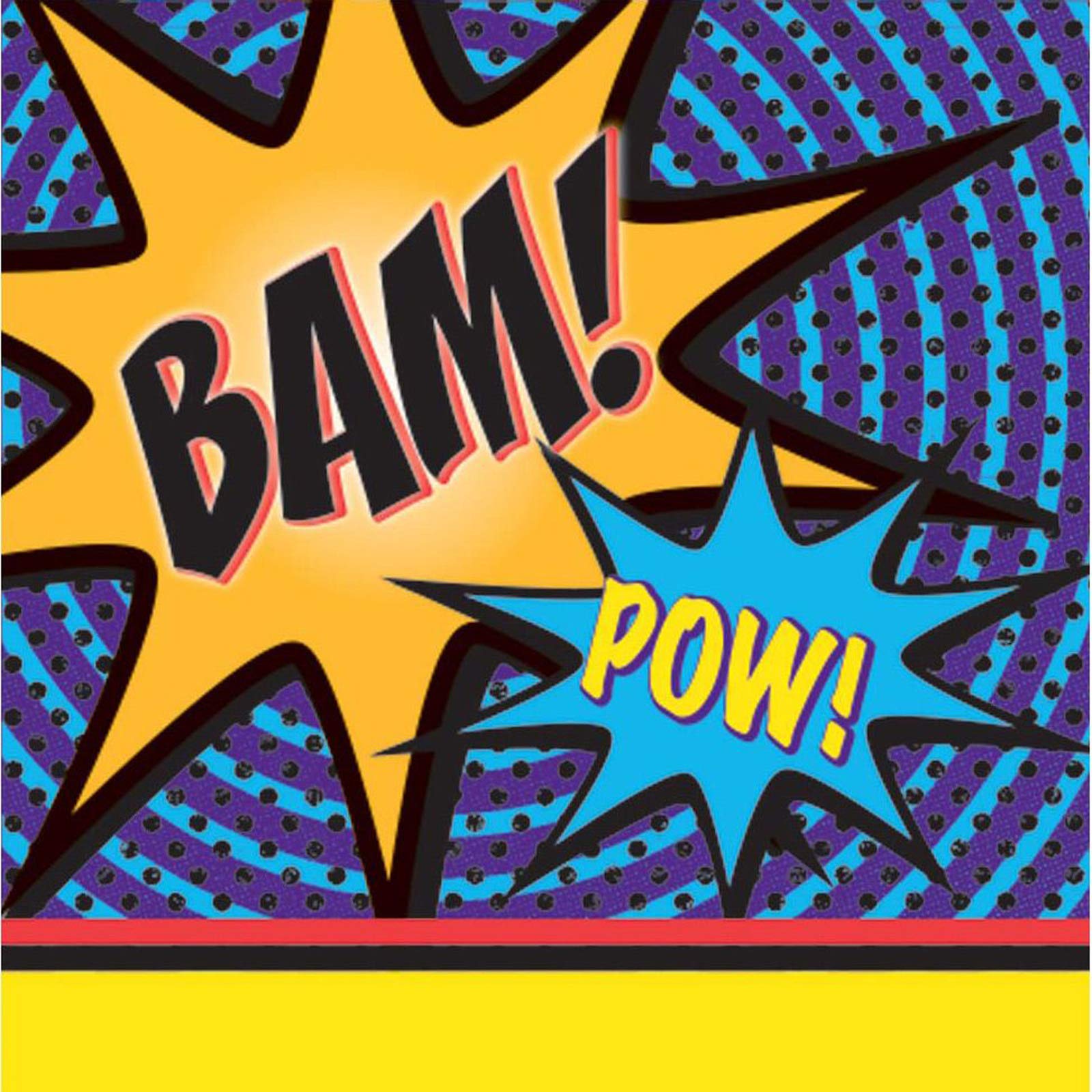 Forum Novelties Superhero Beverage Napkins - 16 Pack Colorful Comic Book Design Paper Napkins for Birthday Parties, Baby Showers & Superhero Themed Events