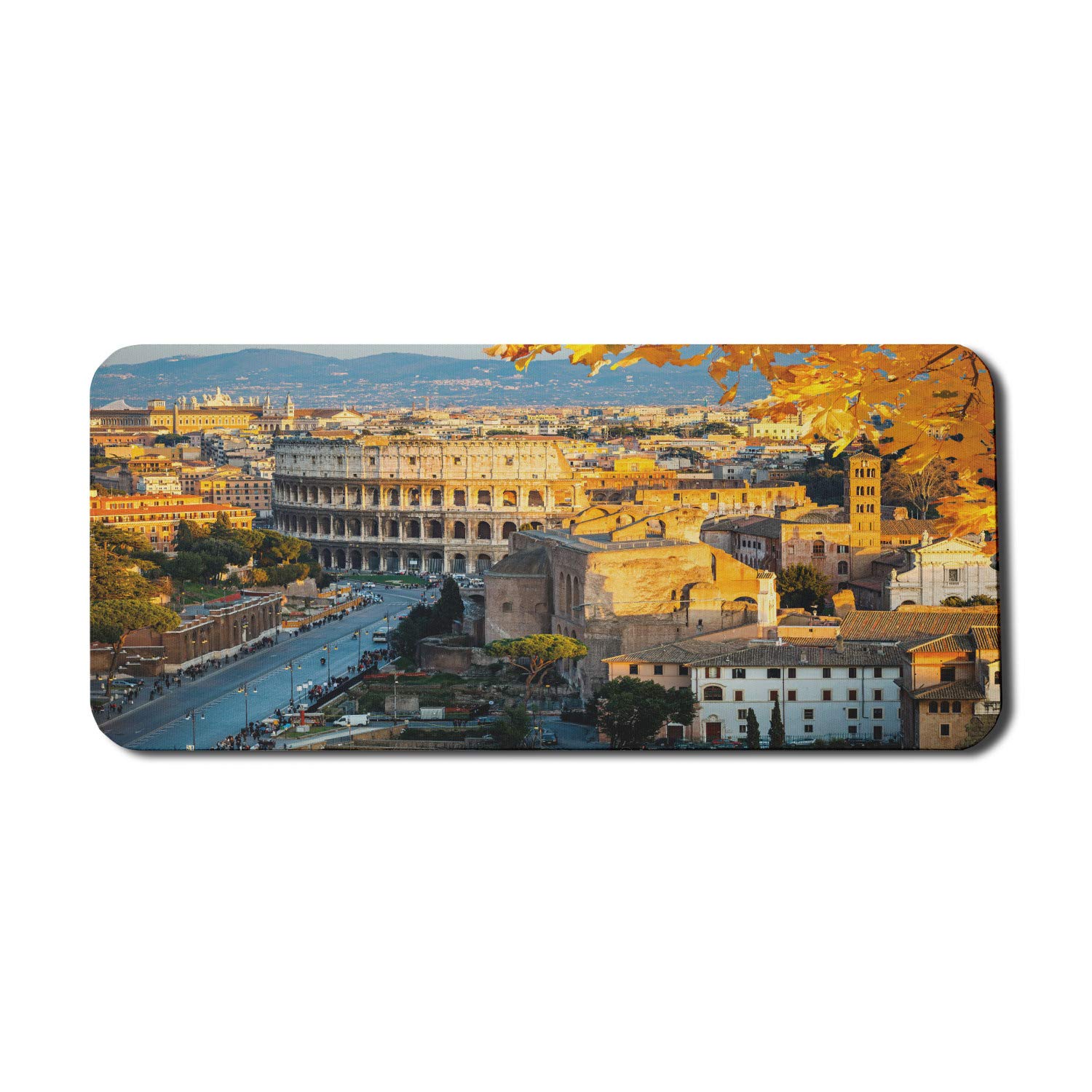 Ambesonne Italy Themed Mouse Pad - Colosseum in Rome Amphitheater Historical Architecture Design, Non-Slip Rubber Base, Extra Large 35