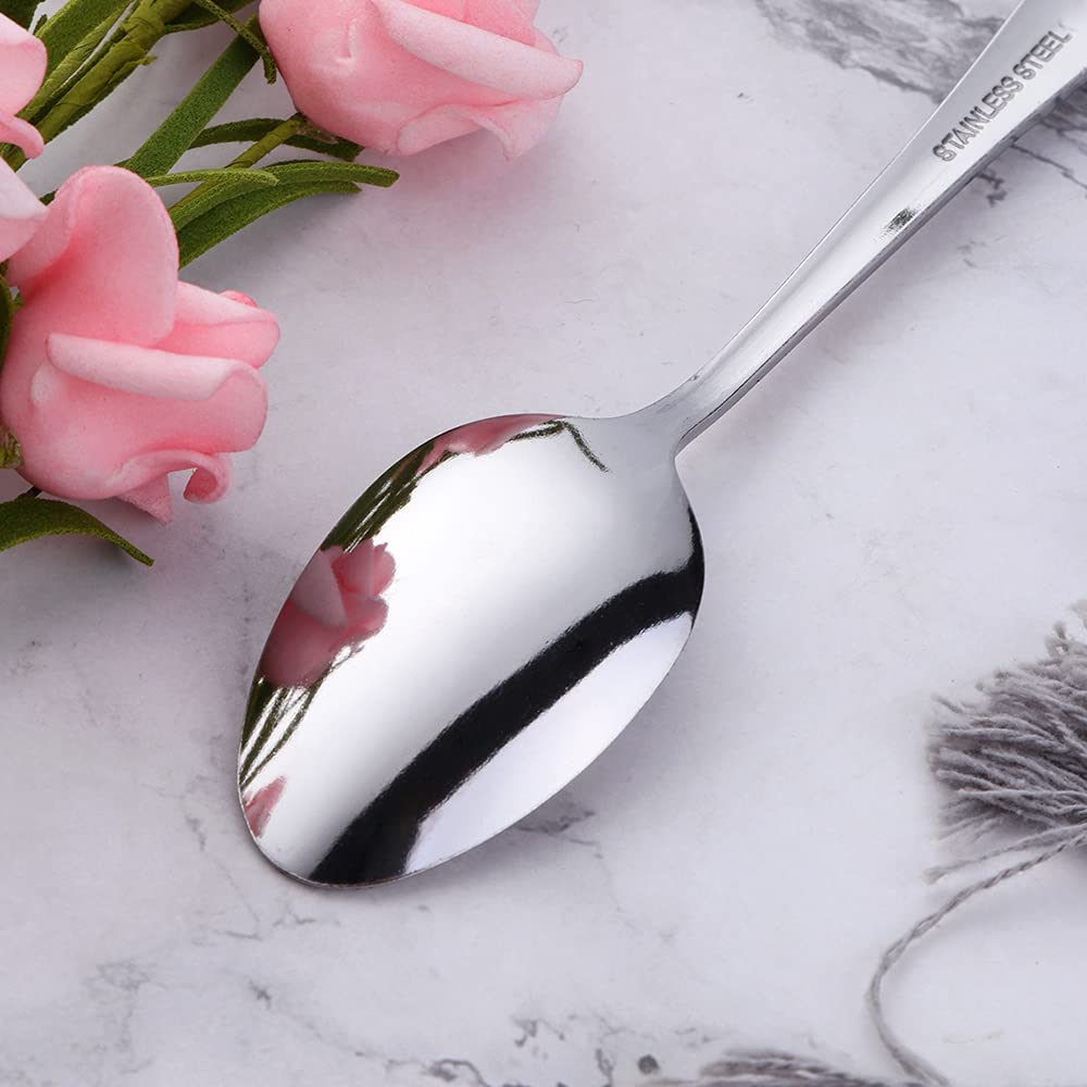 Premium Stainless Steel Espresso Spoons Set of 6 - Elegant Silver Unique Pattern Design, 5.5 Inch Mini Dessert Teaspoons for Coffee, Tea, Demitasse & Afternoon Tea Parties - Perfect for Home, Cafe & Restaurant Use