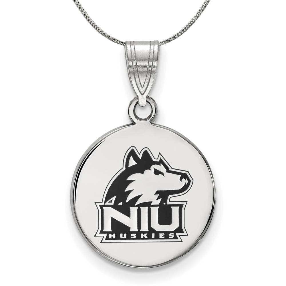 Northern Illinois University Black Bow Sterling Silver Enamel Disc Necklace – Perfect for Alumni Gifts, Graduation Jewelry & School Spirit Accessories