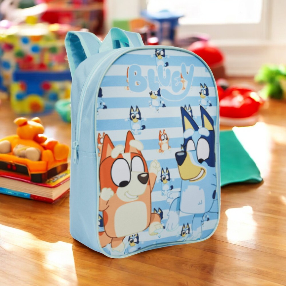 Bluey Official Striped Backpack for Kids - Lightweight School Bookbag with Adjustable Straps - Perfect for School, Travel & Daily Use