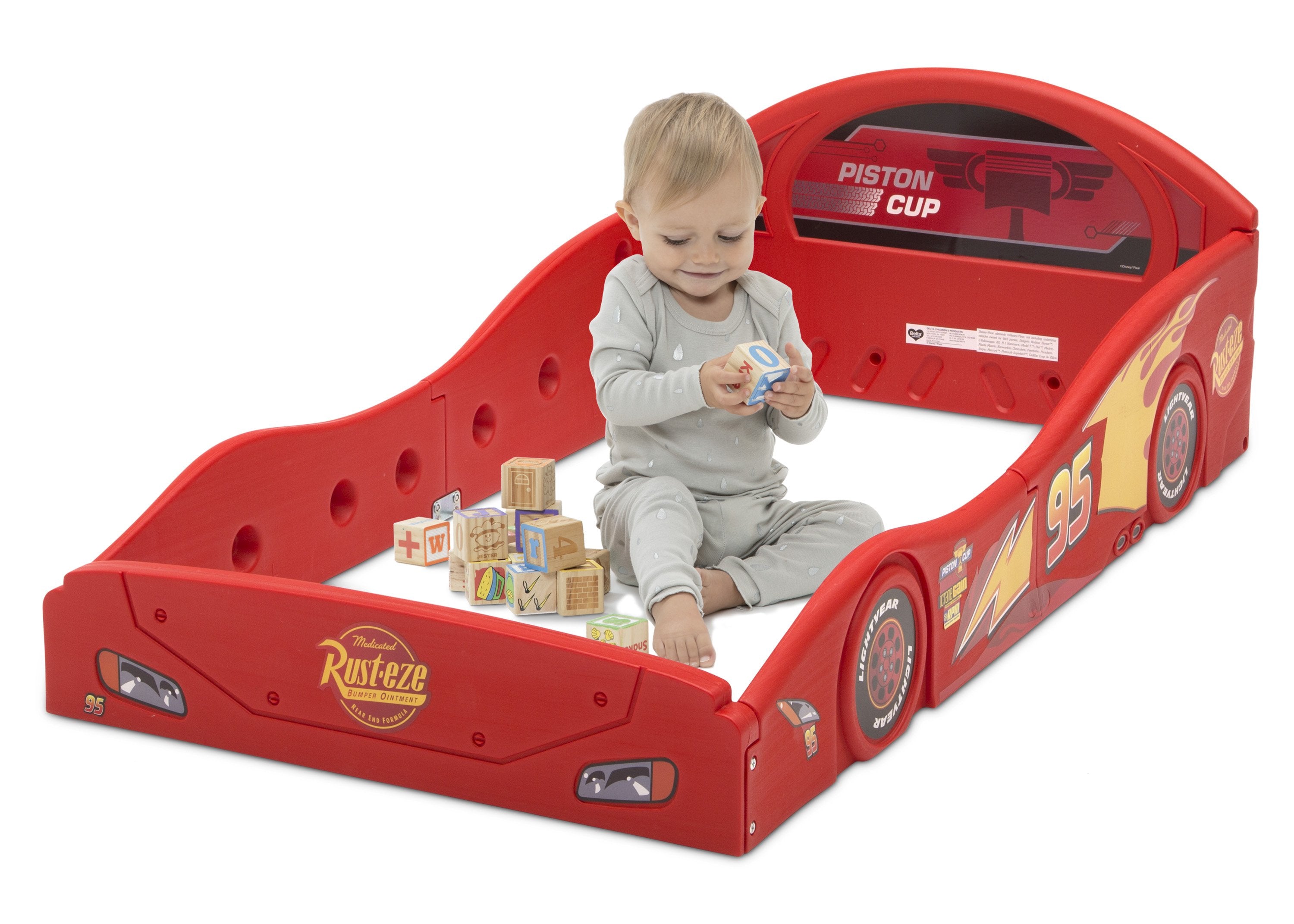 Disney Pixar Cars Lightning McQueen Toddler Bed - Soft Plastic Sleep & Play Bed for Kids - Perfect for Bedrooms, Playrooms & Themed Kids' Rooms