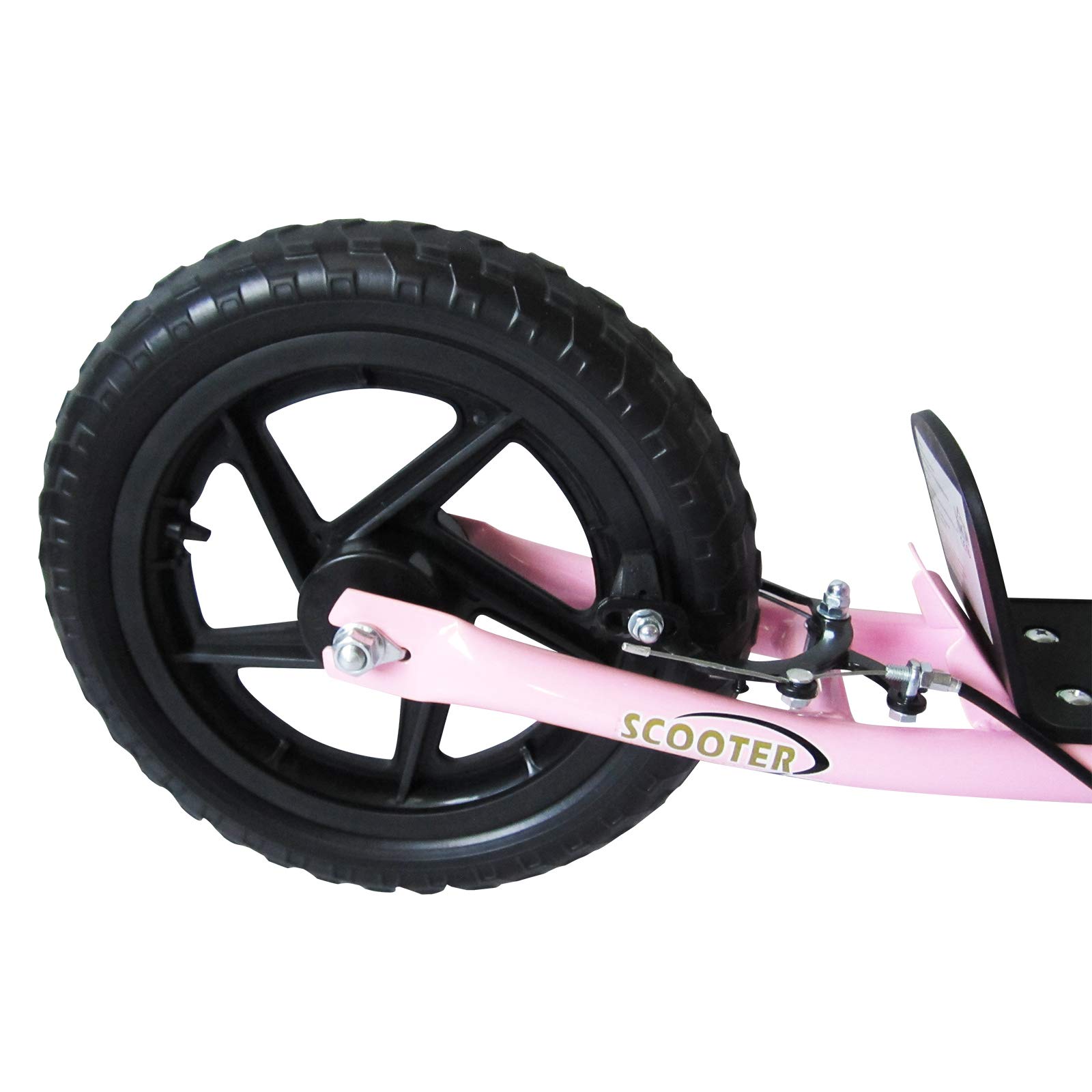 HOMCOM Kids Scooter for Ages 5-12 Years - 12 Inch Big Wheels, Adjustable Handlebar & Rear Brake, Max Load 50kg (120x52x80-88cm) - Pink - Perfect for Outdoor Play, Park Rides & Commuting to School