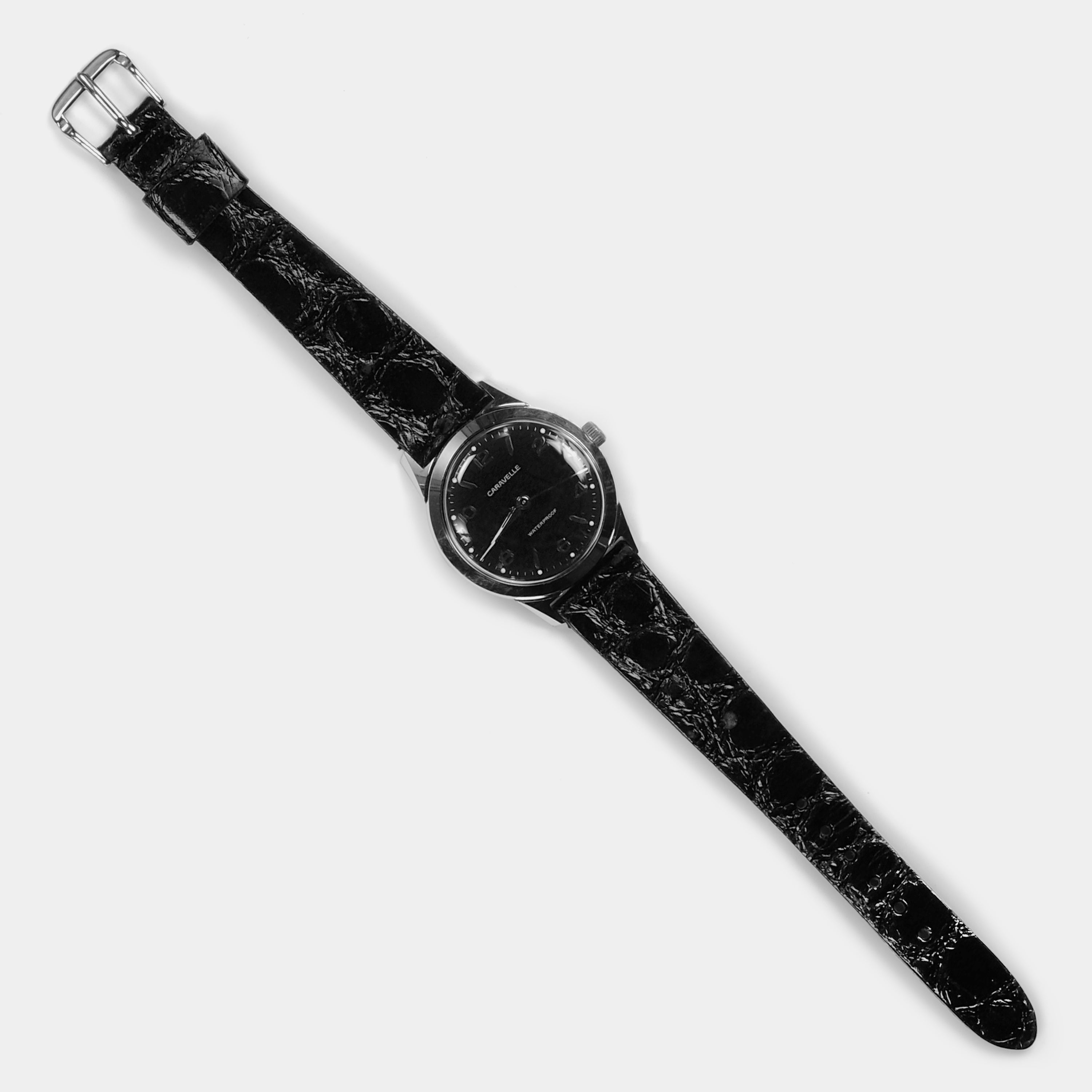 Vintage Caravelle 1967 Manual Wind Black Dial Men's Wristwatch - Classic Dress Watch for Business & Formal Occasions