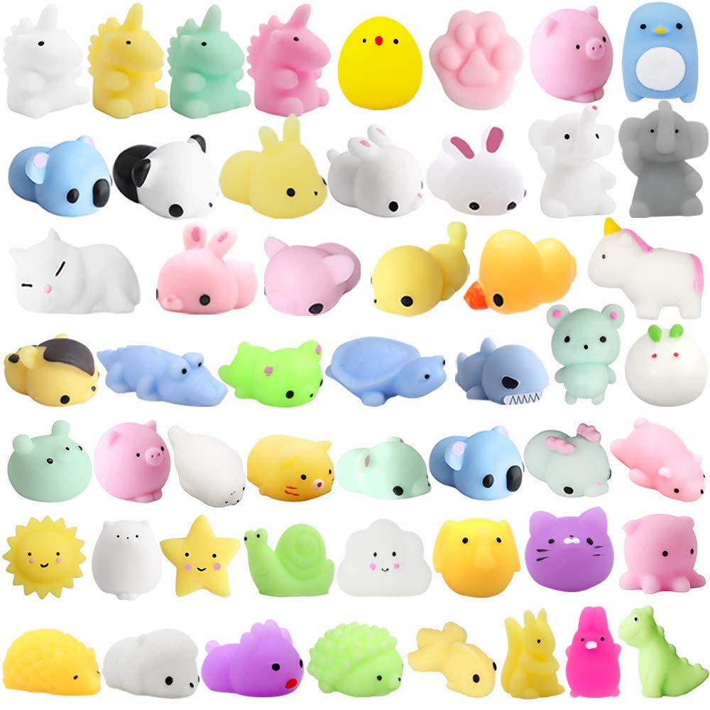 POKONBOY 42 Pcs Mini Mochi Squishy Toys - Kawaii Animal Stress Relief Squishies for Kids, Boys & Girls | Birthday Gifts, Easter Basket Stuffers, Classroom Prizes, Party Favors | Fun Sensory Fidget Toys for Anxiety Relief & Relaxation at Home, School or Travel