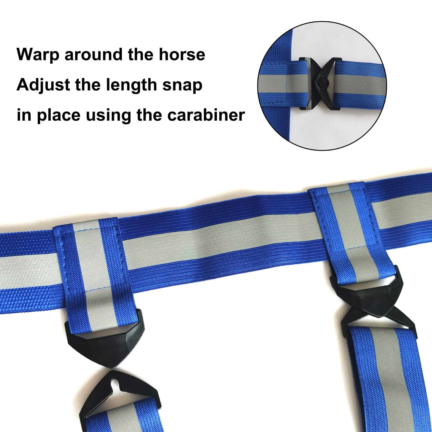 A&K L'YDIA LED Horse Breastplate Collar - USB Rechargeable, 3 Adjustable Lighting Modes, Reflective Elastic Night Flashing Light Bar Harness for Equestrian Show, Horse Riding & Night Safety (Blue)