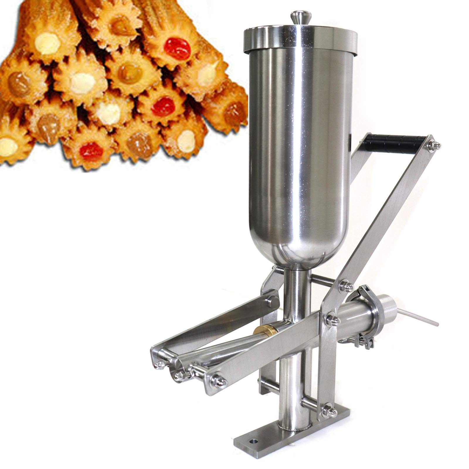 Commercial Stainless Steel 5L Manual Churro Maker - Latin Fruit Donut Machine & Spanish Donuts Filler (Churrera) - Perfect for Restaurants, Food Trucks & Home Baking (US Stock)
