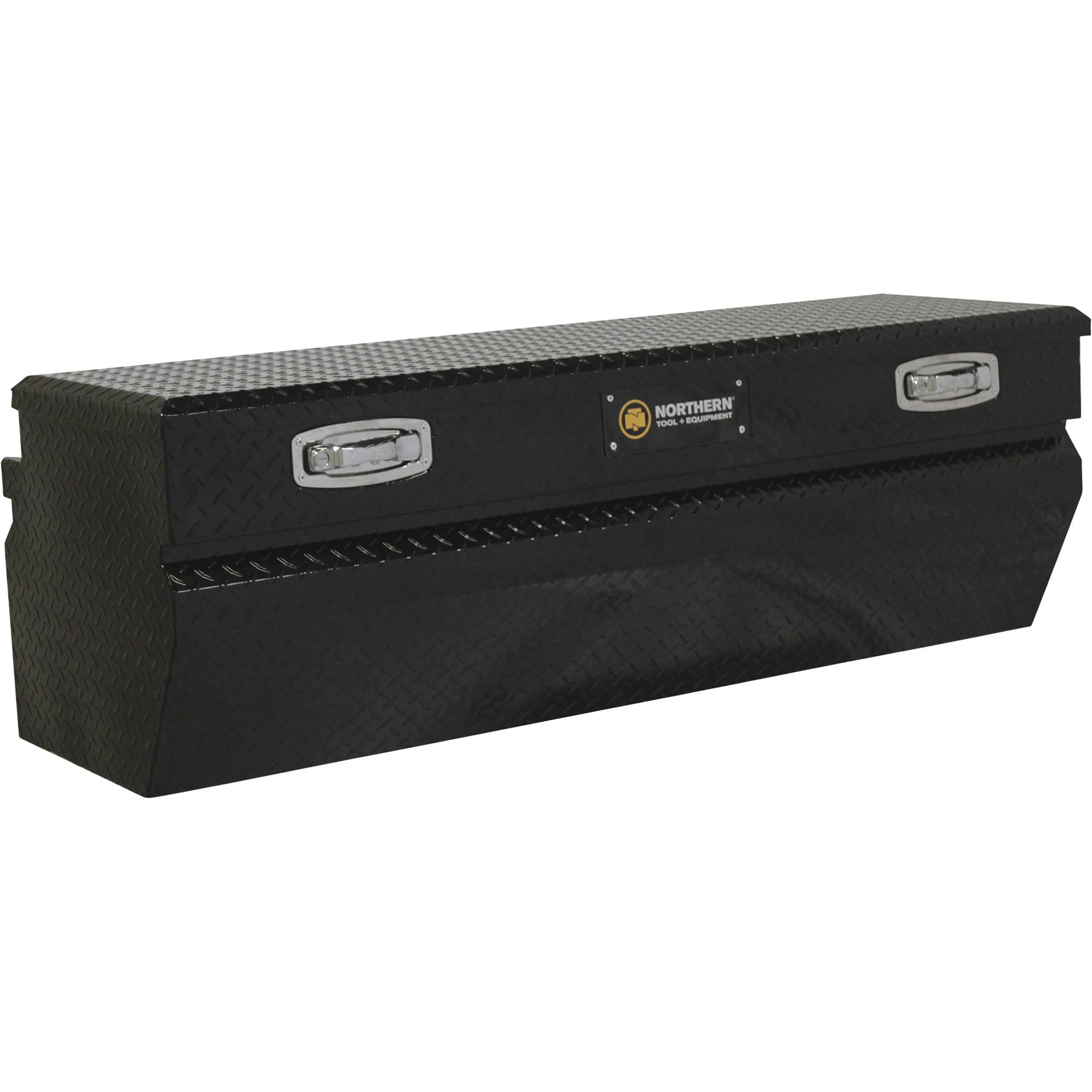 Northern Tool Chest Truck Tool Box - 56in Aluminum Tool Storage with Gloss Black Finish, Pull Handle Latches (56