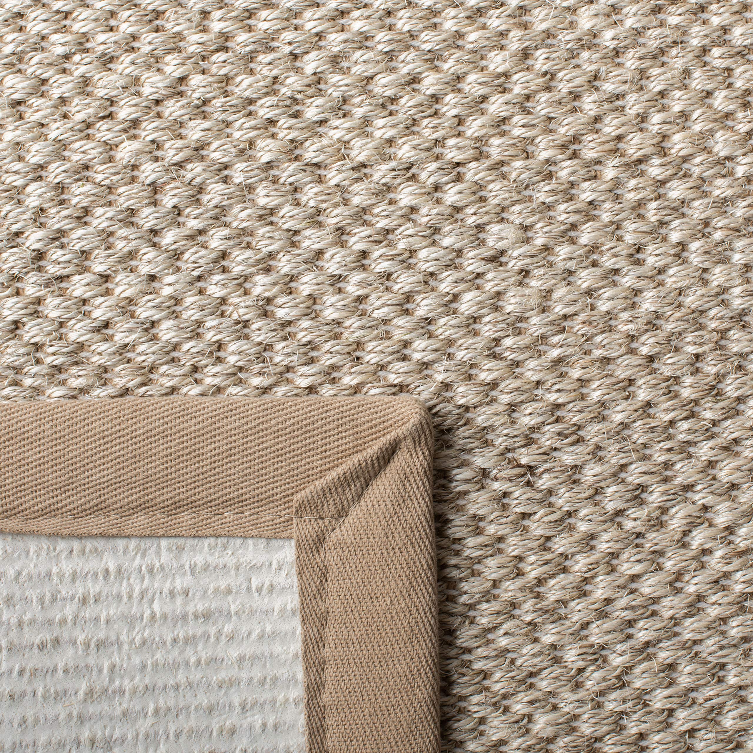 SAFAVIEH Natural Fiber Collection 8'x8' Square Marble & Linen Border Sisal Area Rug - Perfect for Living Room, Bedroom, or Office Decor