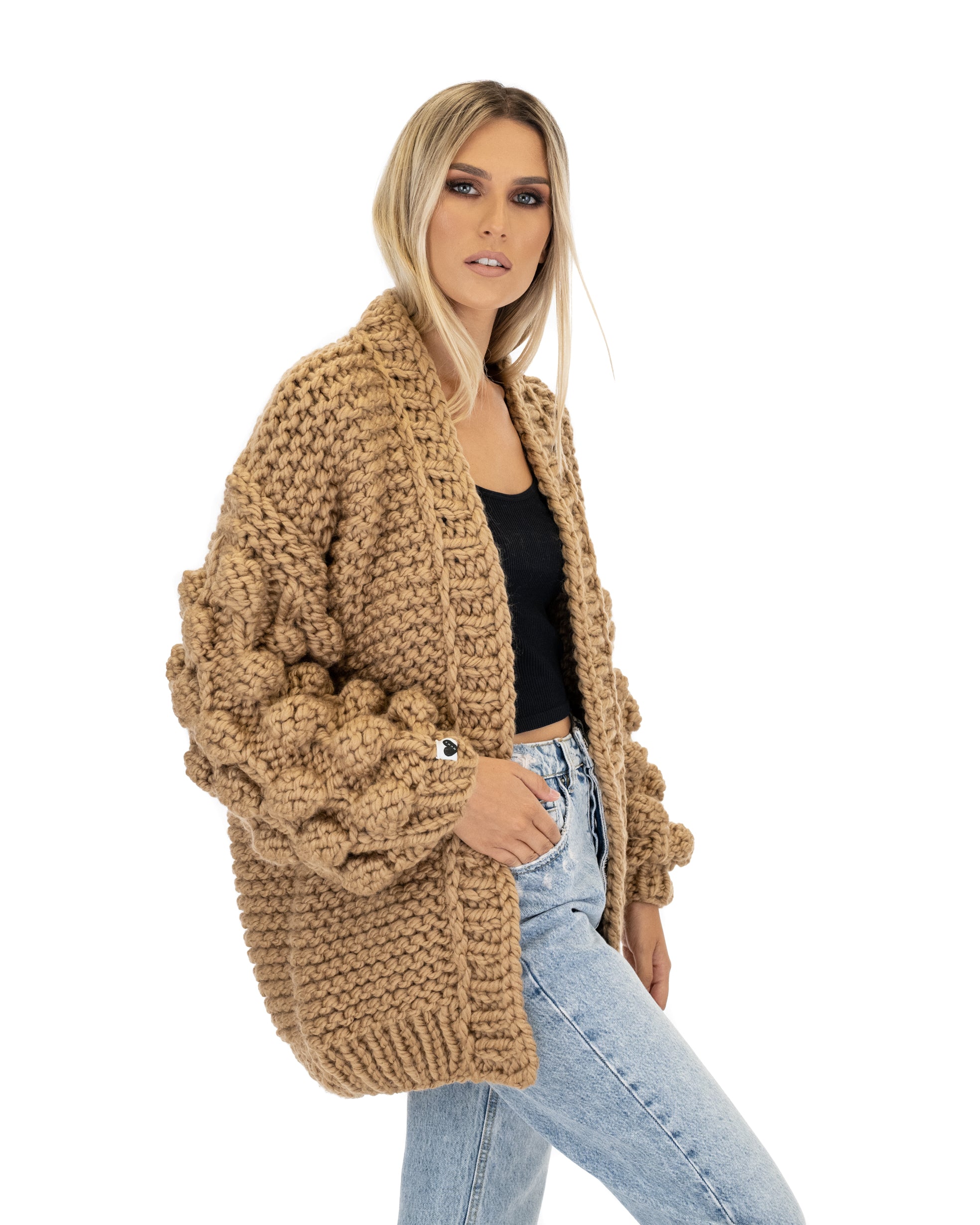 Stylish Bubble Sleeve Cardigan for Women - Soft Knit Open Front Sweater | Perfect for Office, Date Night & Casual Outfits