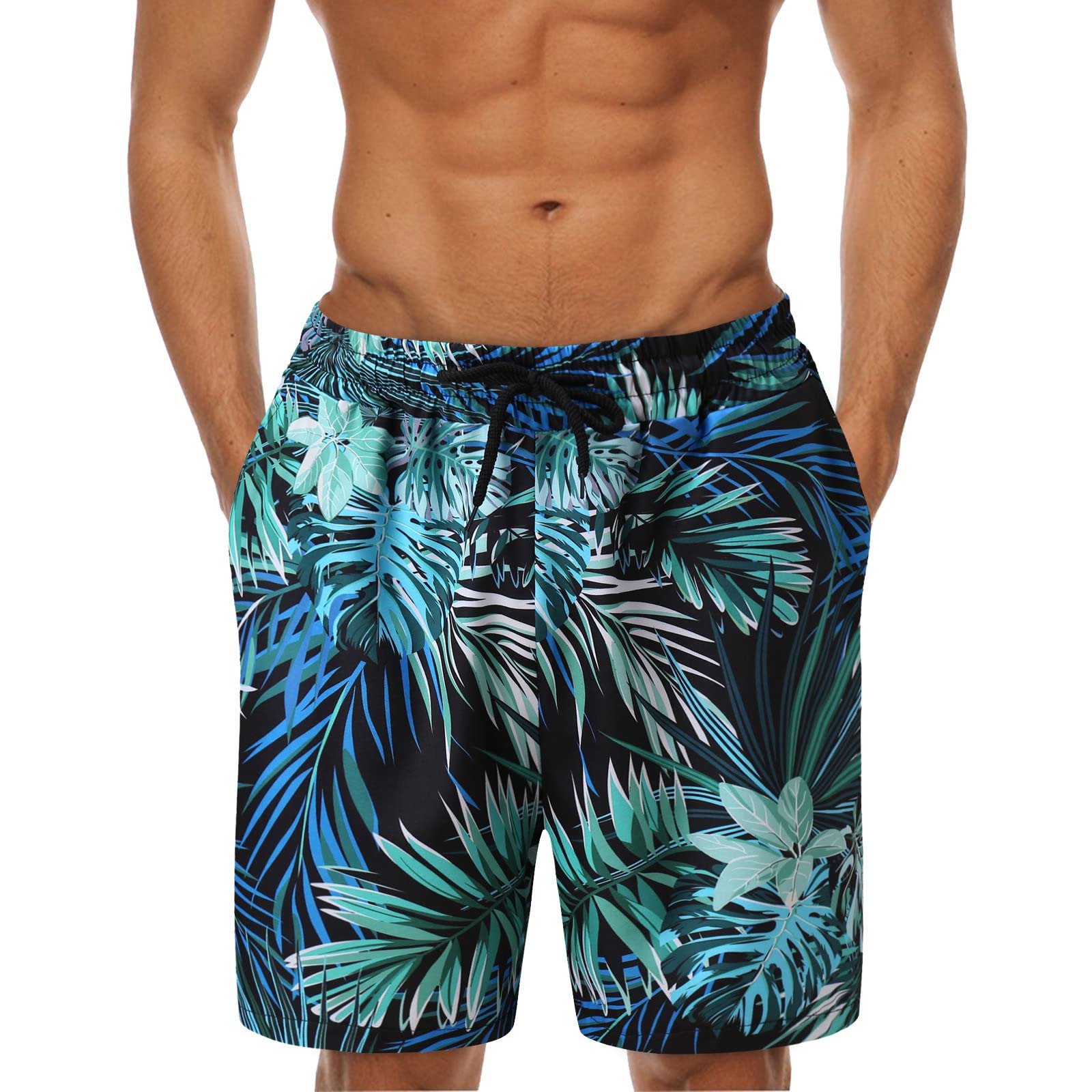 **Men's Printed Beach Shorts - Loose Fit Summer Shorts with Tether Pocket, Casual Board Shorts for Swimming, Surfing & Vacation Fashion**