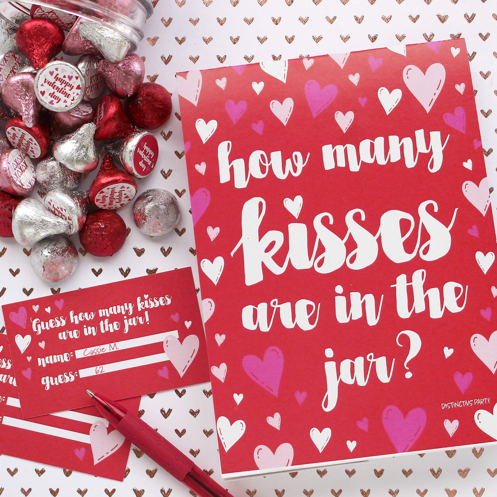Valentine's Day Party Game - How Many Kisses Valentine Hearts Game for Couples, Family & Friends | Fun Romantic Party Activity for Date Nights & Celebrations