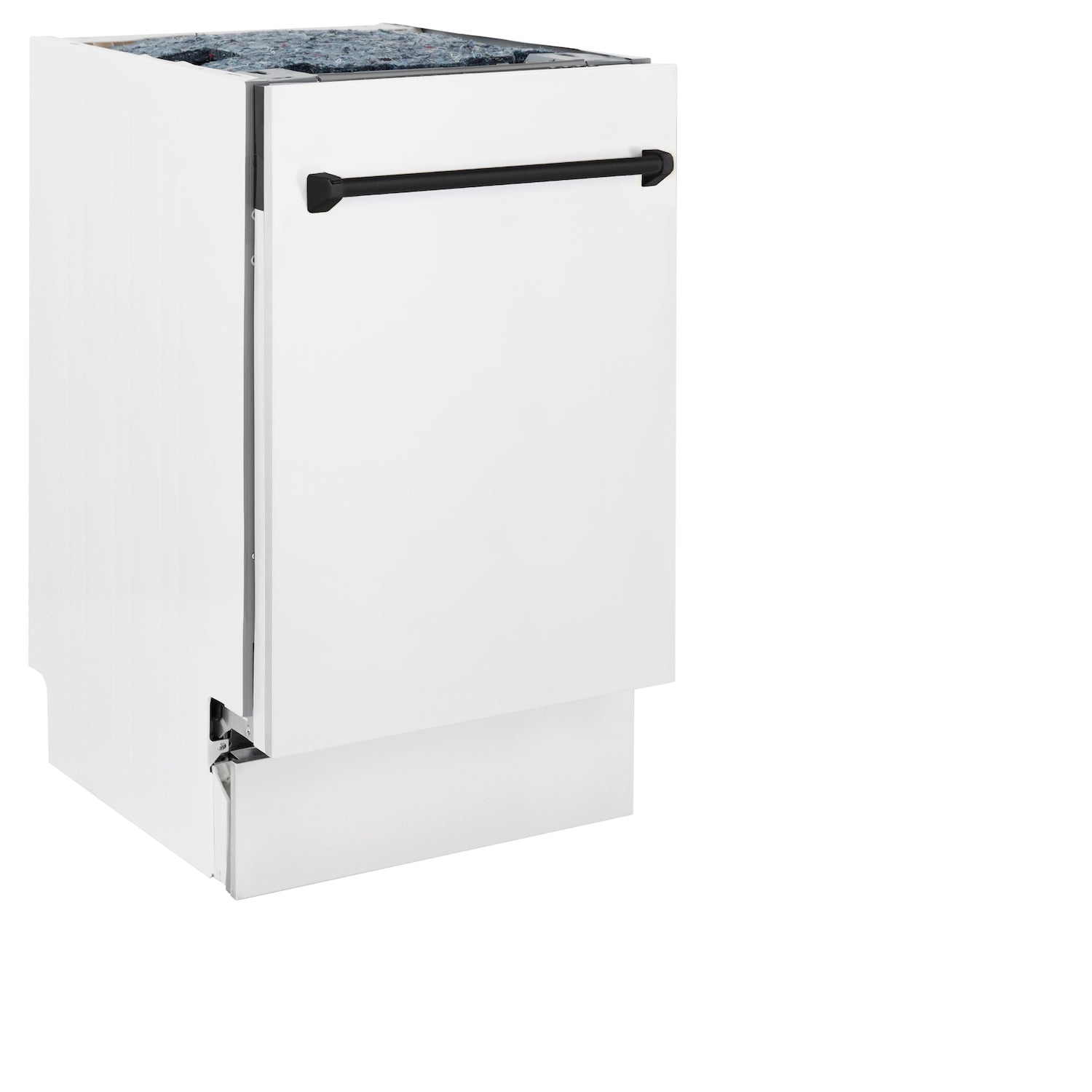ZLINE Autograph Edition 18 Inch Compact Dishwasher with 3rd Rack - White Matte Finish & Matte Black Handle, Ultra Quiet 51dBa - Perfect for Small Kitchens, Apartments, and RV Living (DWVZ WM 18 MB)