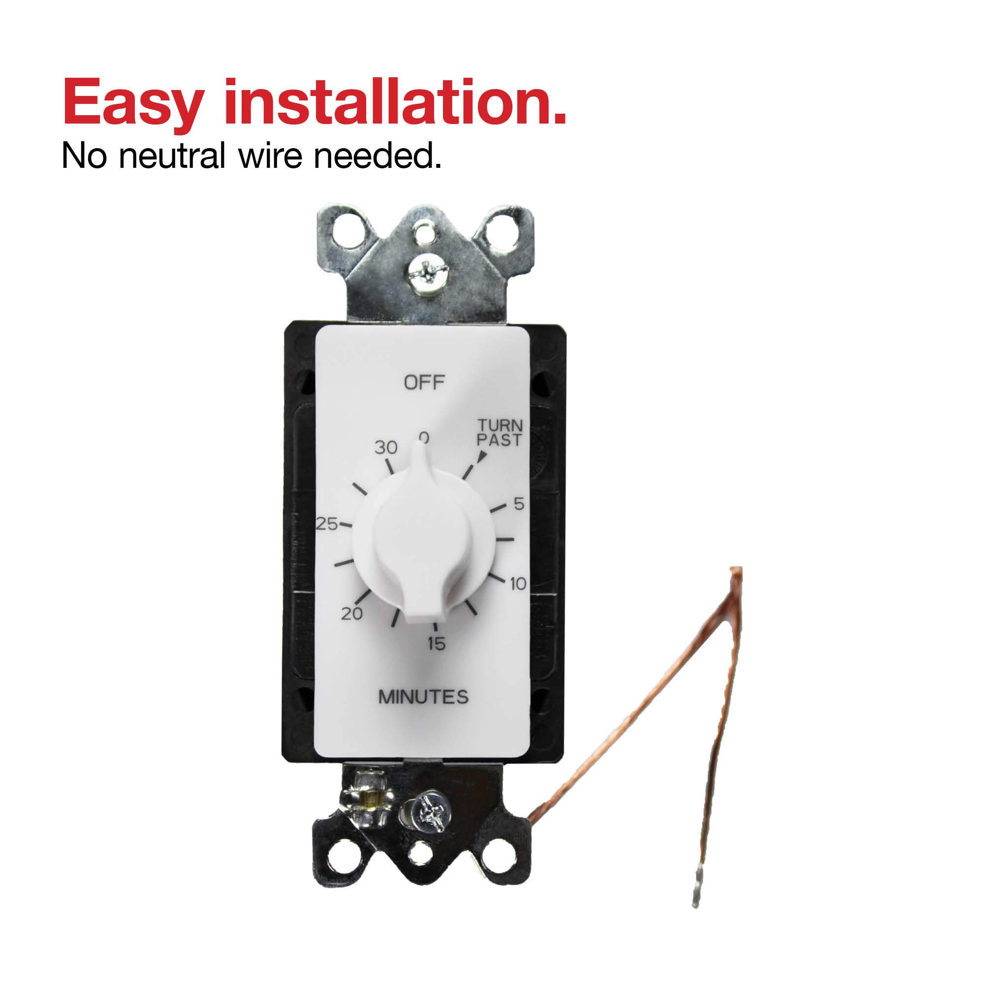60-Minute Automatic Countdown Timer with Shut Off - 120V/240V/277V SPDT/SPST for Home Appliances | Perfect for Kitchen, Bathroom & Workshop Safety