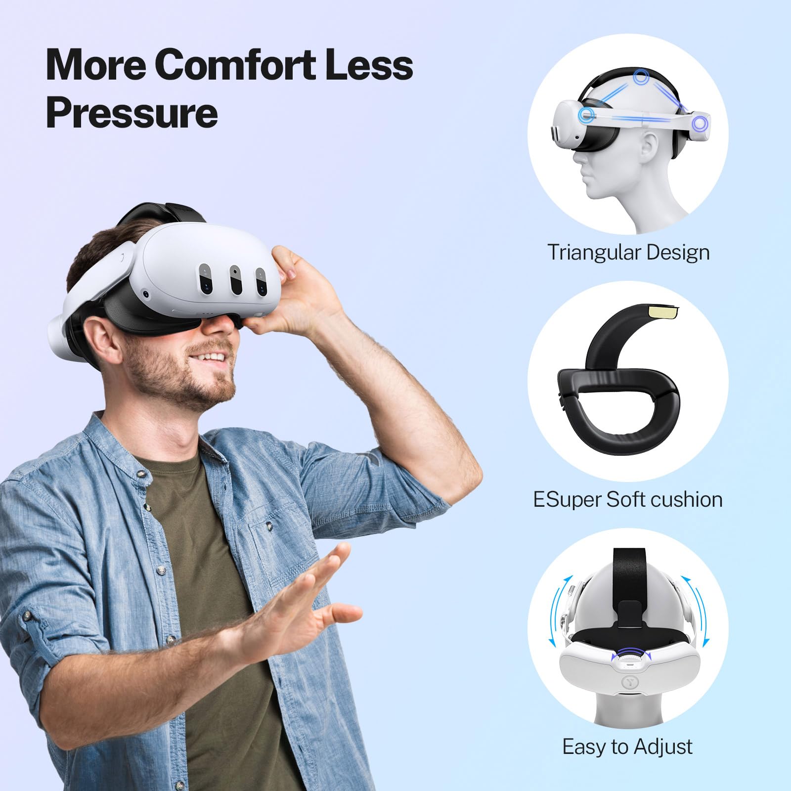YOGES 10000mAh Magnetic Detachable Battery Head Strap for Meta Quest 3S & Quest 3 VR Headset - Rechargeable Headband to Extend Playtime - Perfect for Gaming, Fitness & Virtual Reality Experiences