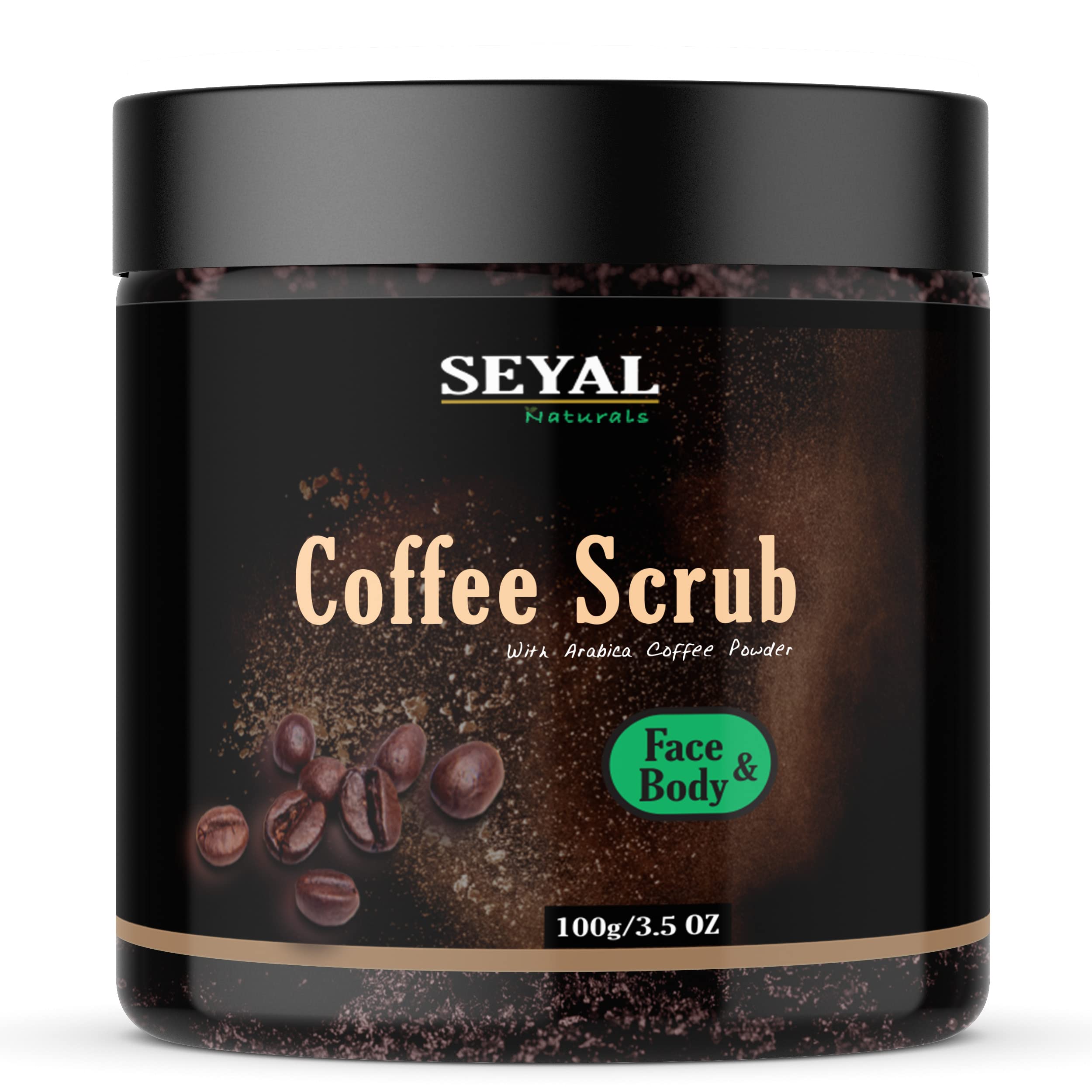 Organic Arabica Coffee Scrub for Face & Body - Natural Exfoliator for Cellulite & Stretch Marks, 100g | Gentle Skin Renewal for Spa Day & Home Skincare Routine