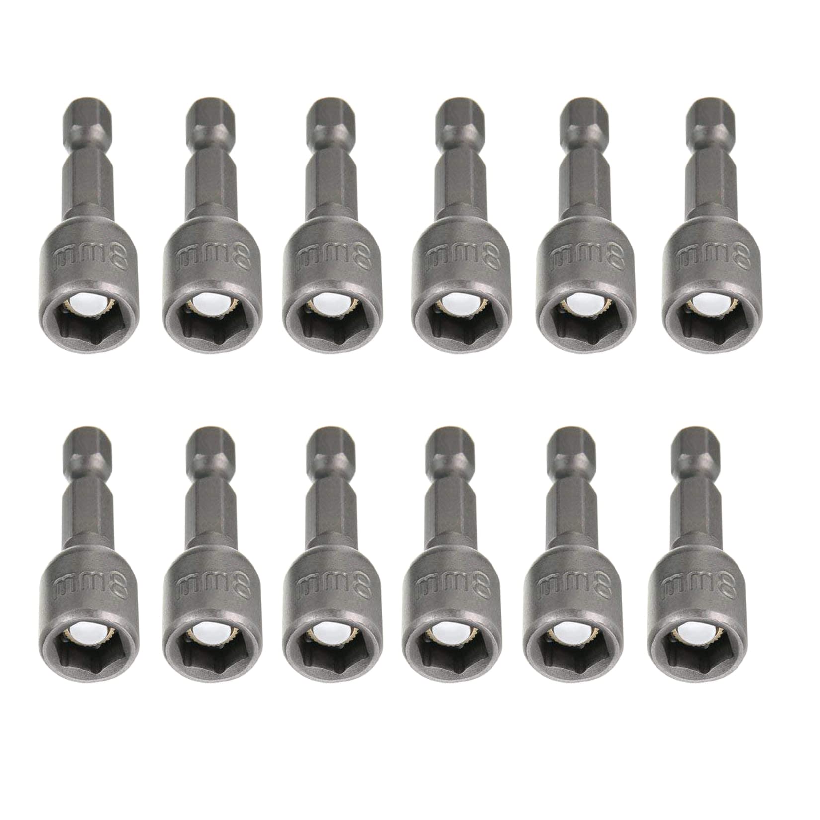PENCK 8mm 5/16 Inch Magnetic Nut Driver Set - 12 Piece Hex Power Socket Adapter Kit with 1/4 Inch Hex Shank for Drills & Power Tools - Perfect for Automotive Repairs & DIY Projects