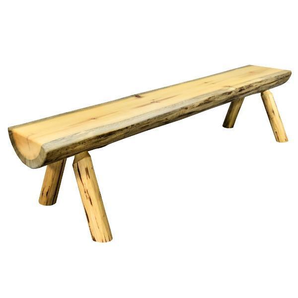 Rustic Half Log Plank Bench - Natural Wood Outdoor Seating for Garden, Patio, and Backyard Decor - Perfect for Camping, Picnics, and Relaxation