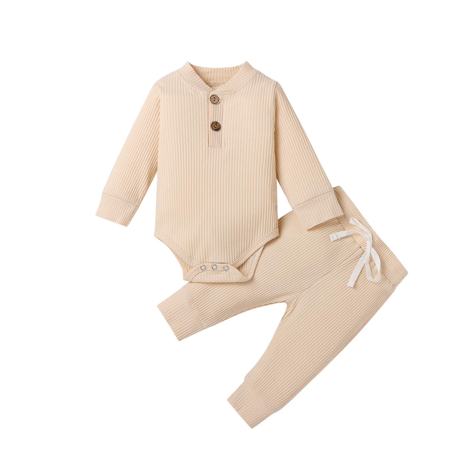 Newborn Baby Girl & Boy Fall Winter Clothes - Soft Cotton Knit Romper & Pants Set (3-24 Months) | Warm Long Sleeve Outfits for Infants | Perfect for Playdates, Family Photos & Holiday Gatherings
