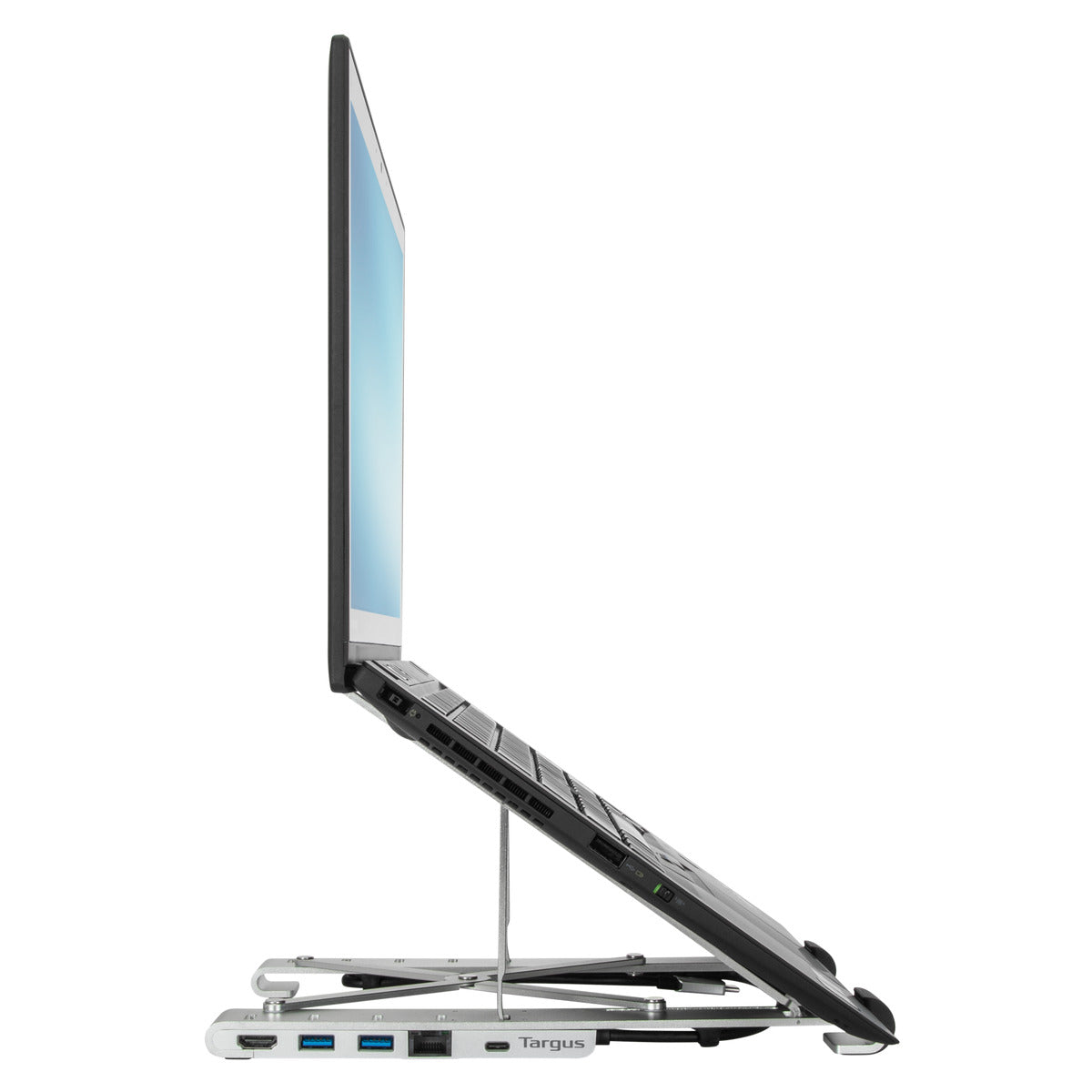 Ergonomic Portable Laptop Stand with USB-C Hub - Adjustable Height for MacBook, iPad & Notebook - Perfect for Home Office, Coffee Shops & Coworking Spaces
