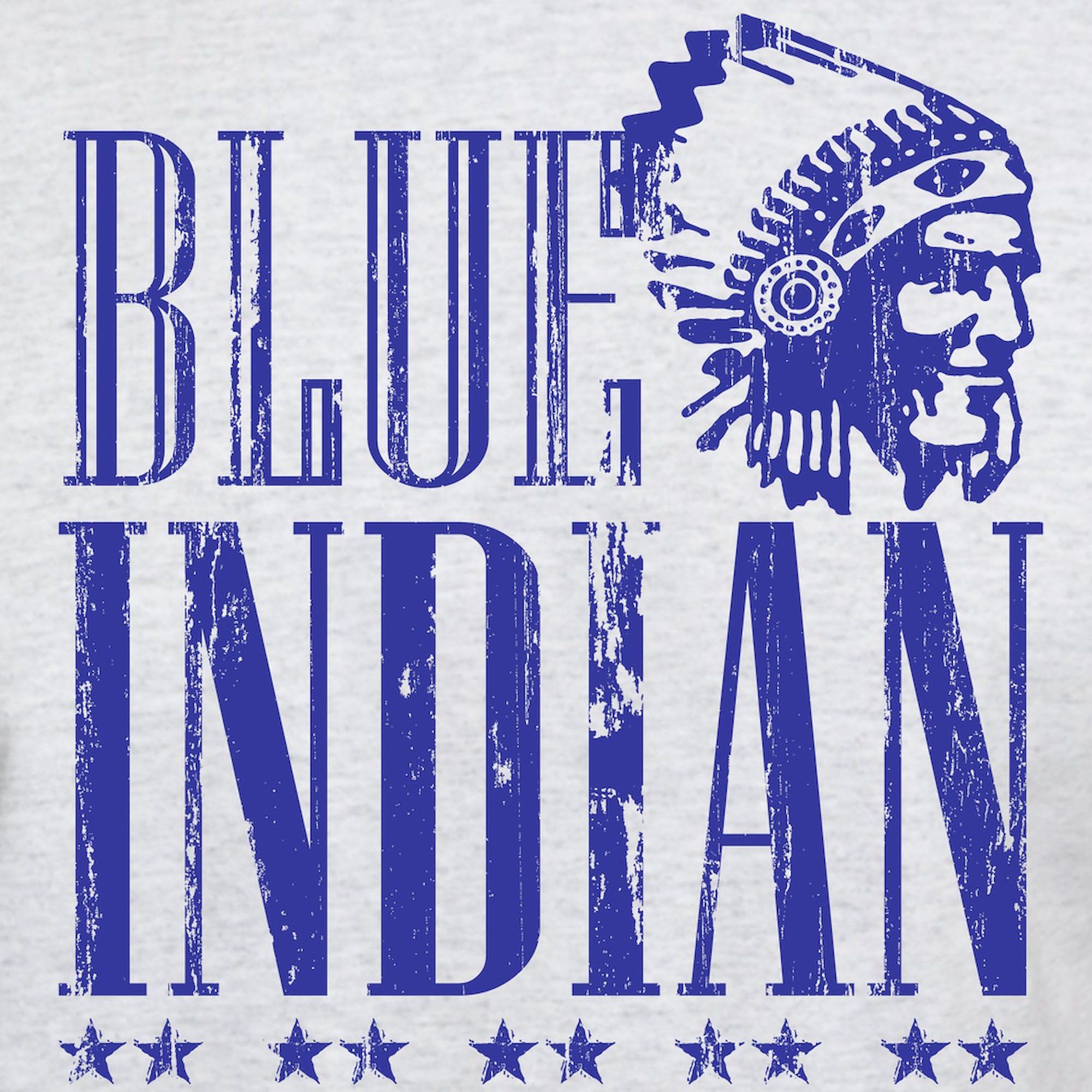 Vintage Blue Indian Head Dress Graphic T-Shirt for Men - 100% Cotton Lightweight Classic Tee | Casual Wear, Festival Outfit, Retro Style