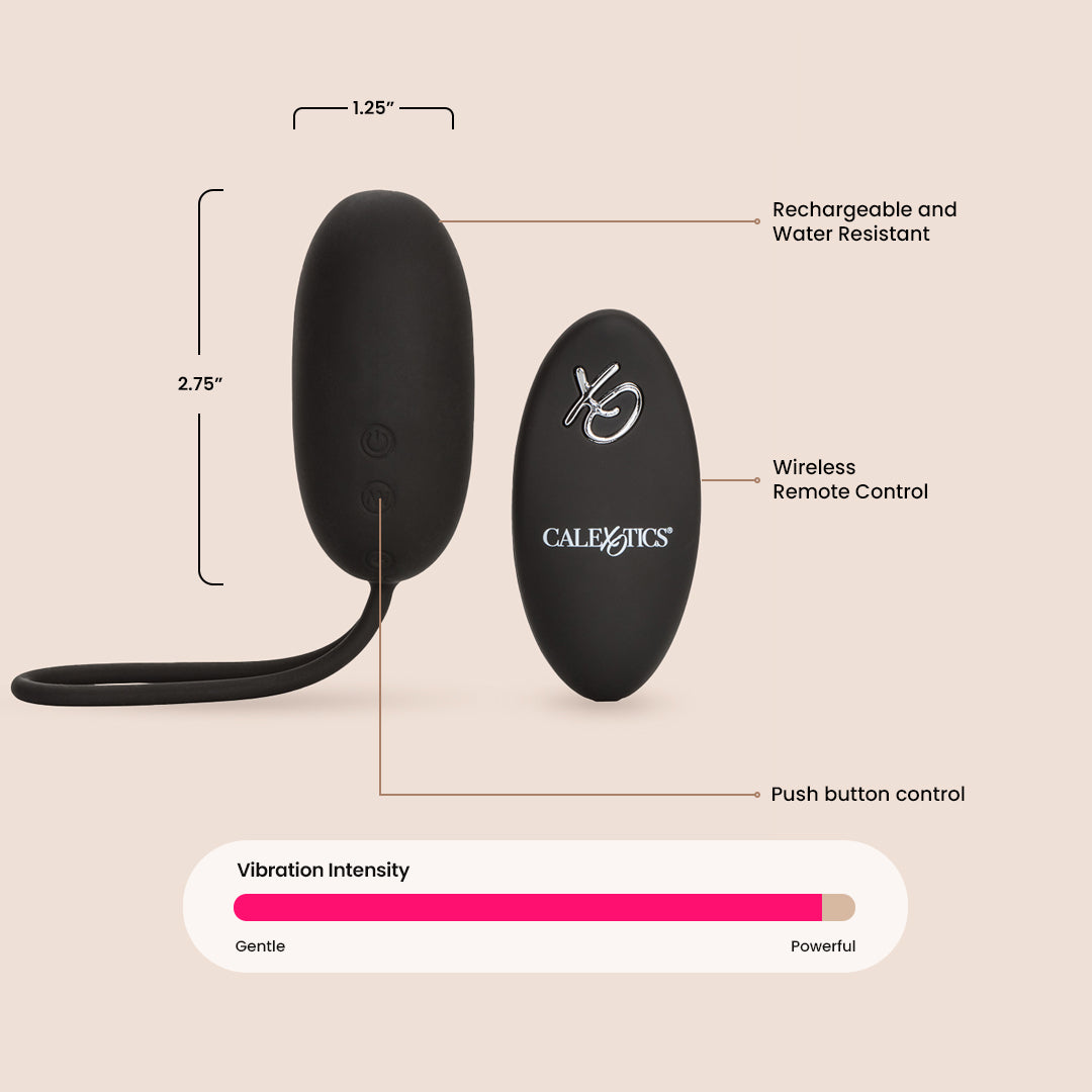CalExotics Rechargeable Silicone Remote Control Egg Vibrator - Waterproof & Wireless for Hands-Free Pleasure - Perfect for Couples Play, Solo Use & Travel