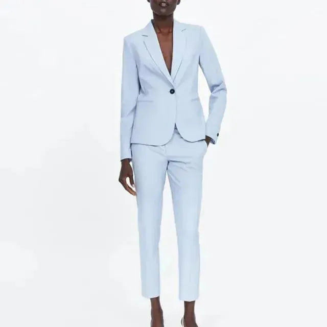 Professional Women's Pantsuit for Realtors - Business Formal Office Wear & Client Meetings - Comfortable Stretch Blazer & Dress Pants Set for Real Estate Agents