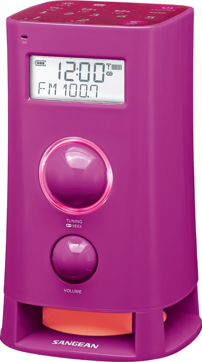 Sangean K-200 AM/FM Digital Radio with Multi-Function Features, Upright Design in Pink - Perfect for Bedroom, Kitchen, Office & Home Use