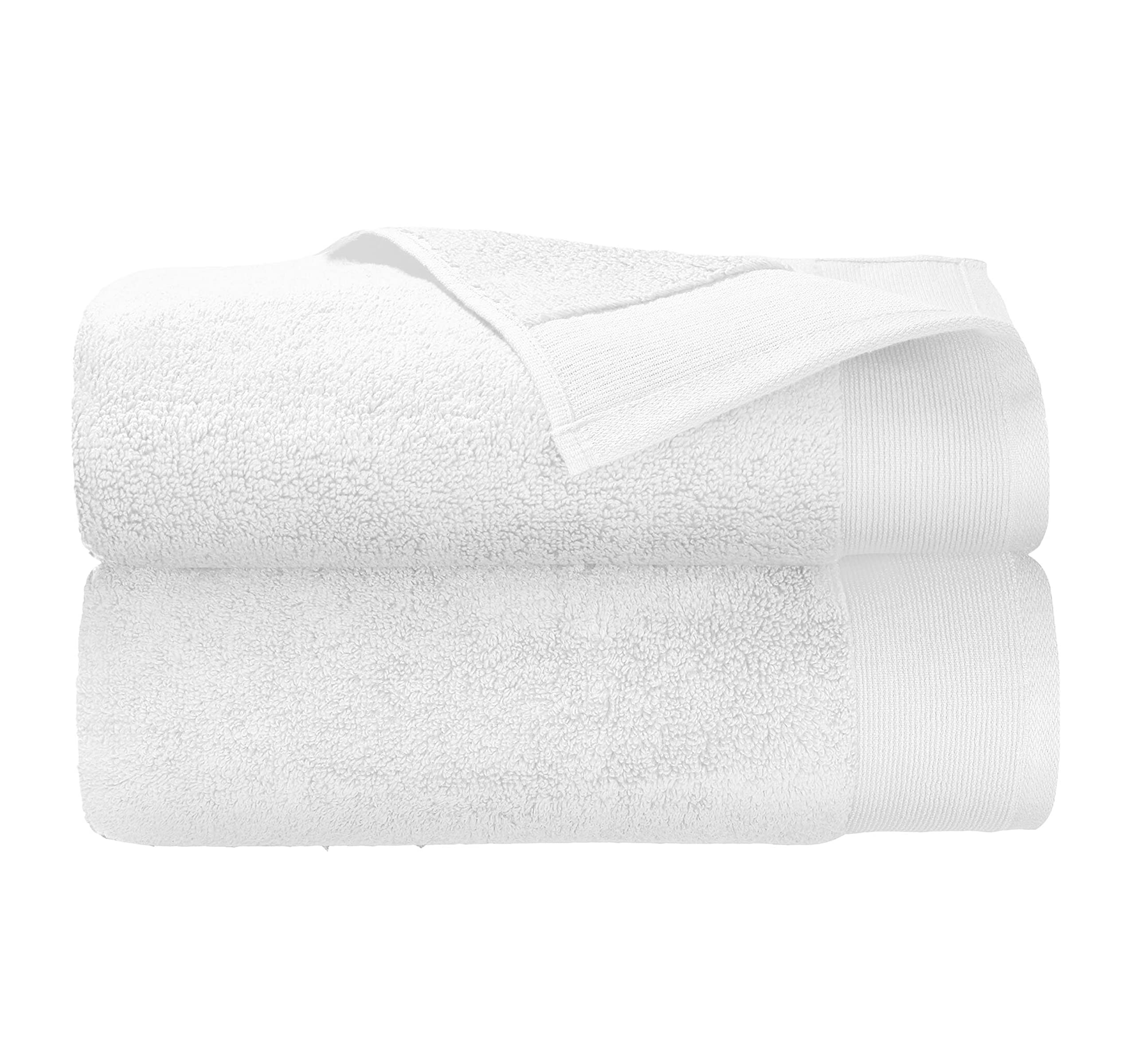 Premium 100% Cotton Bath Towels - Ultra Soft, Quick Dry & Highly Absorbent - Luxury Hotel Quality Towel Set (2 Pack, White) - Perfect for Spa, Bathroom & Guest Use